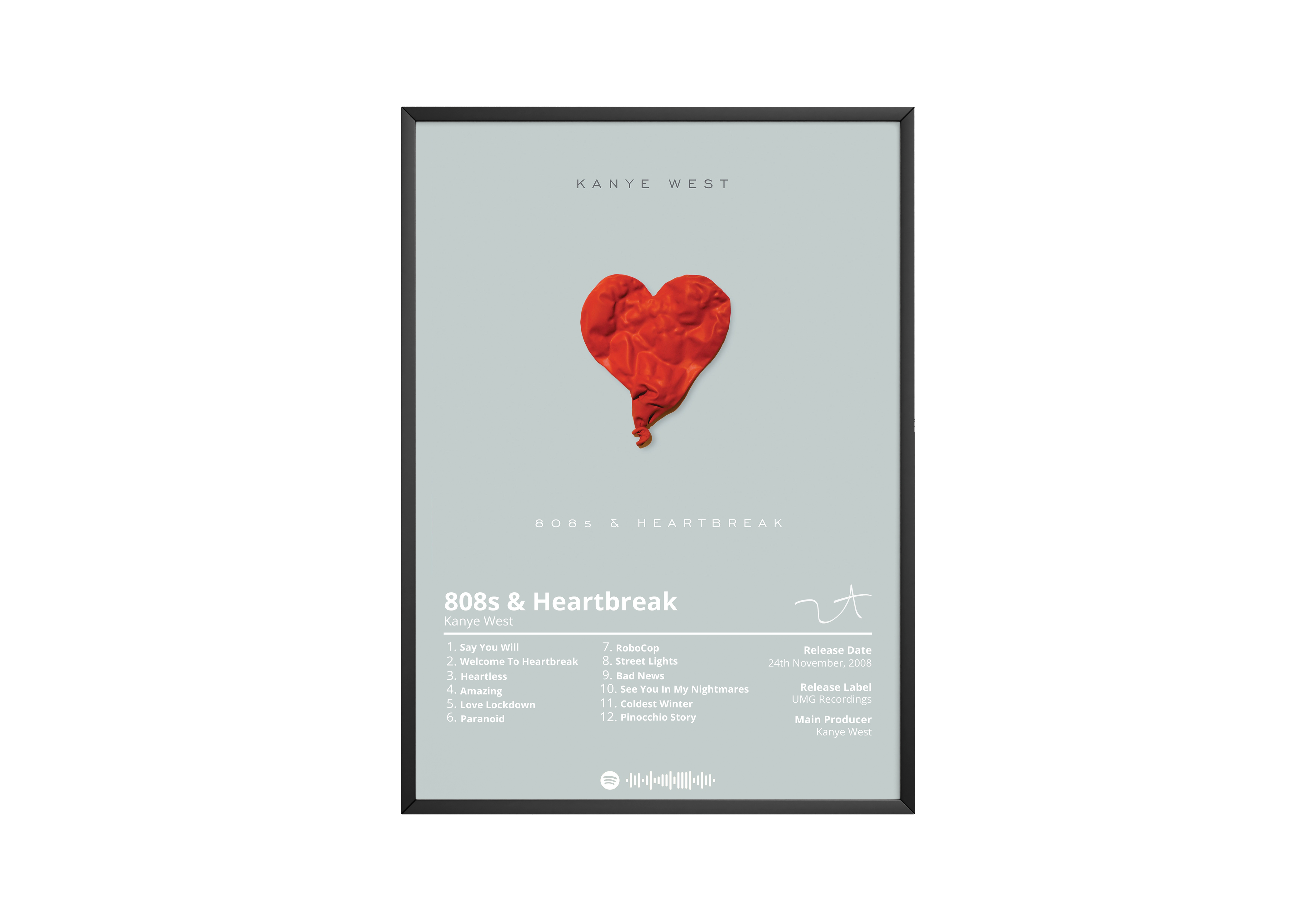 Kanye West 808s & Heartbreak Album poster wall art print room decor
