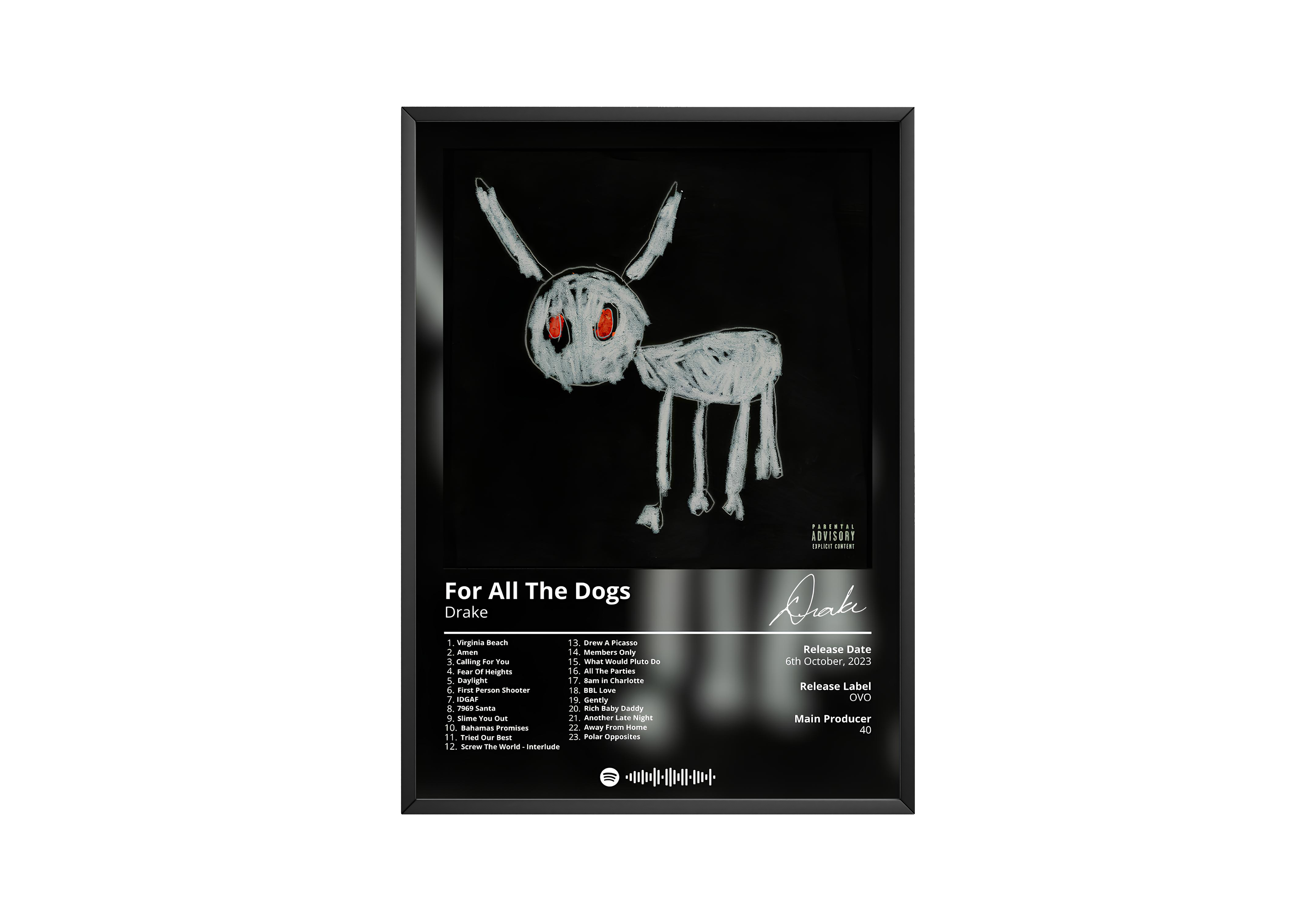 Drake - For All The Dogs Album poster wall art print room decor