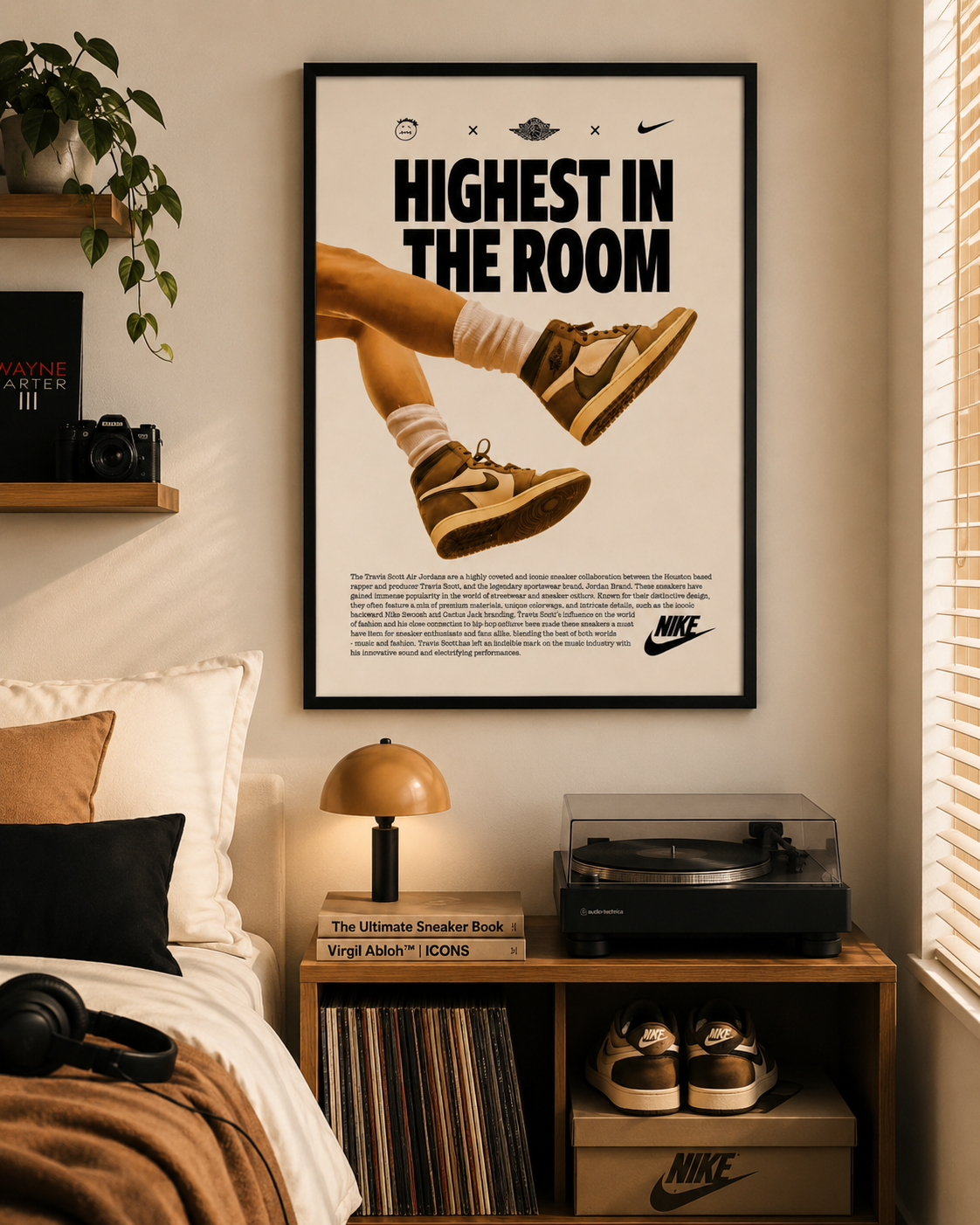 Плакат с кроссовками Трэвиса Скотта Highest In The Room | Настенный постер в стиле хип-хоп без рамы