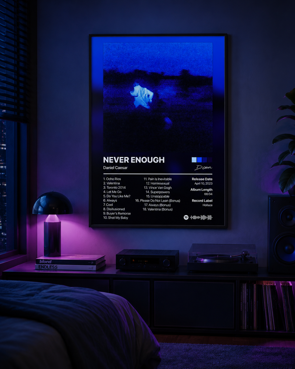 Daniel Caesar Never Enough Tracklist Poster | Unframed Bedroom Wall Art