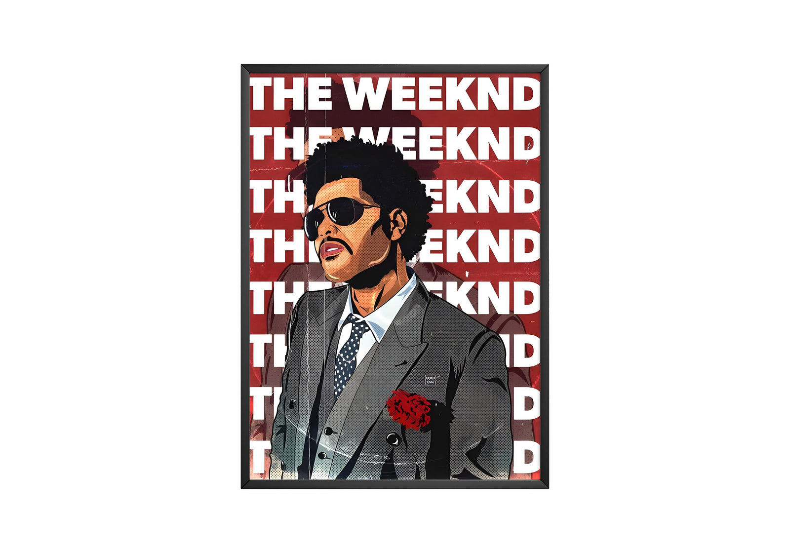 The Weeknd Red Suit Illustration  | Unframed Bedroom album cover poster print wall art decor