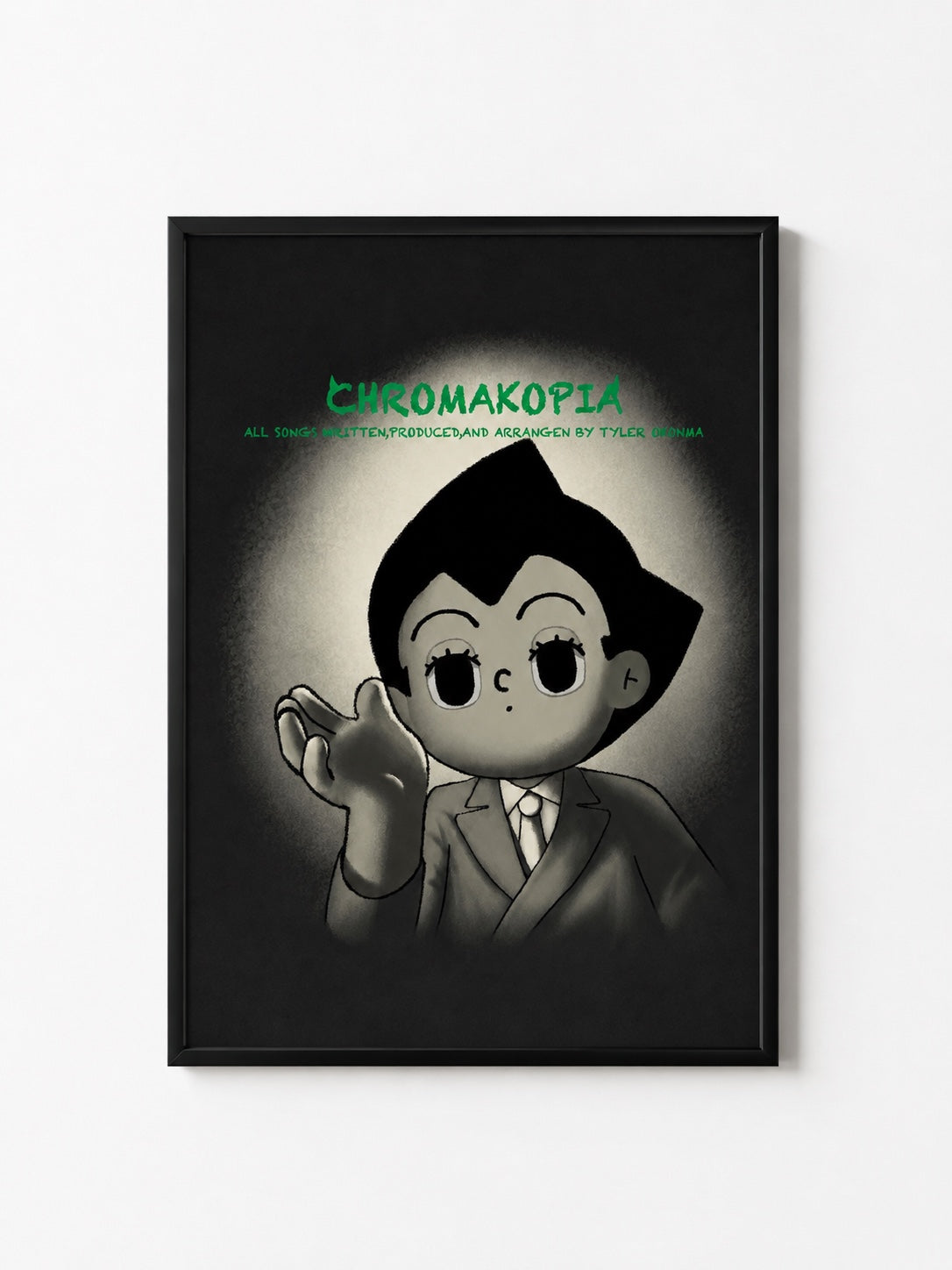 Tyler The Creator CHROMAKOPIA x Astro Boy poster - white wall view