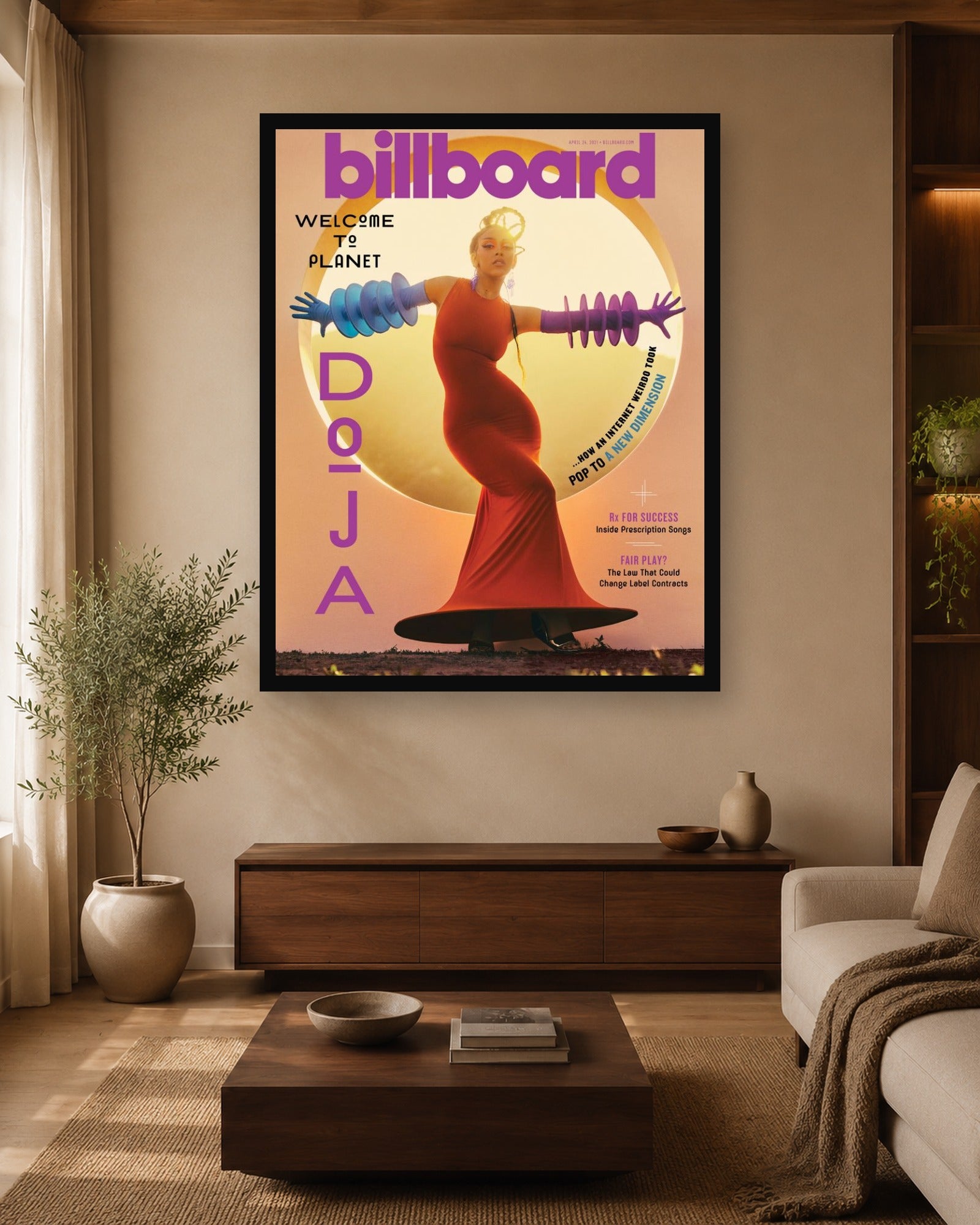 Doja Cat Billboard Planet Doja Cover Poster displayed in a coordinated room scene