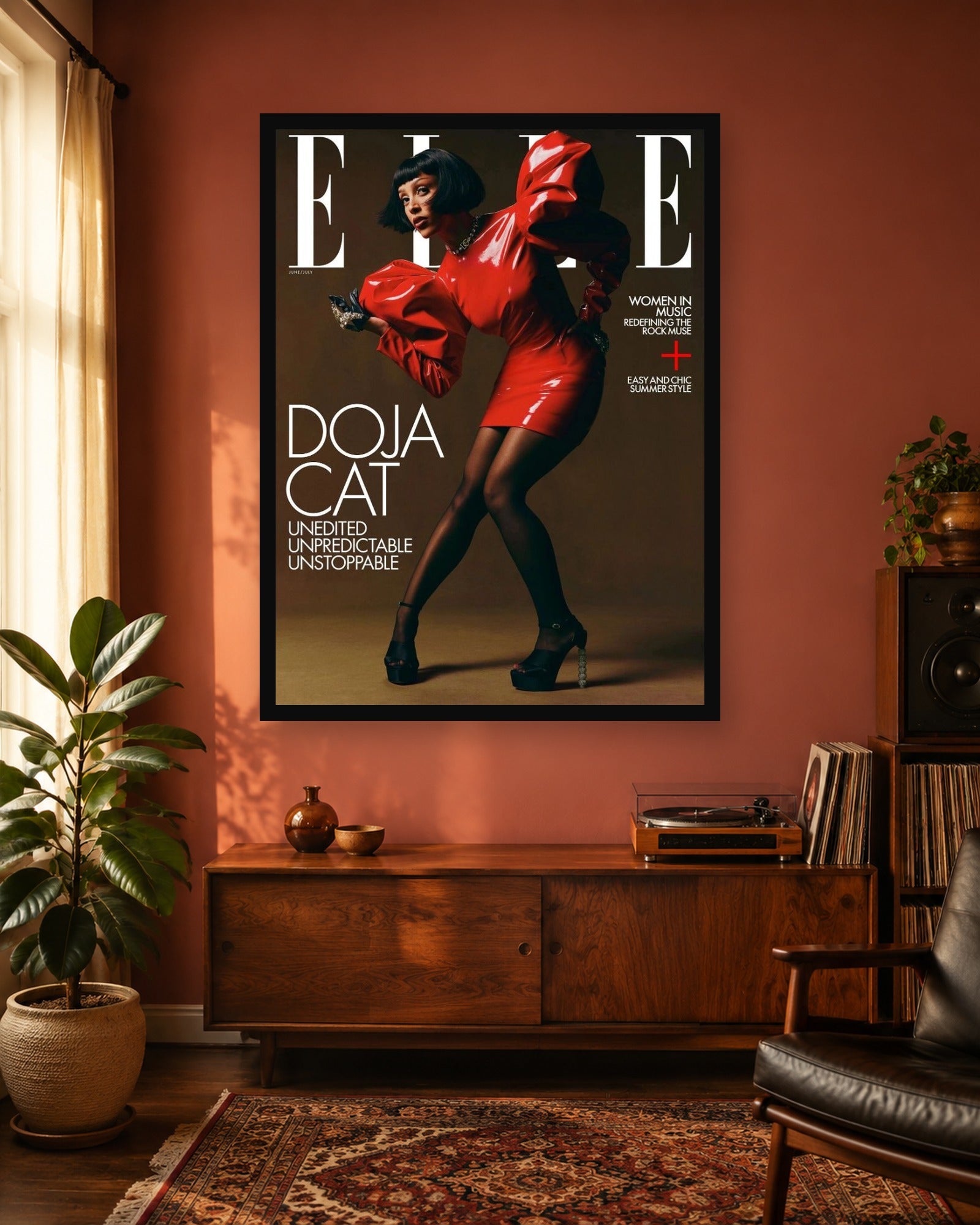 Doja Cat ELLE Cover Poster displayed in a coordinated room scene