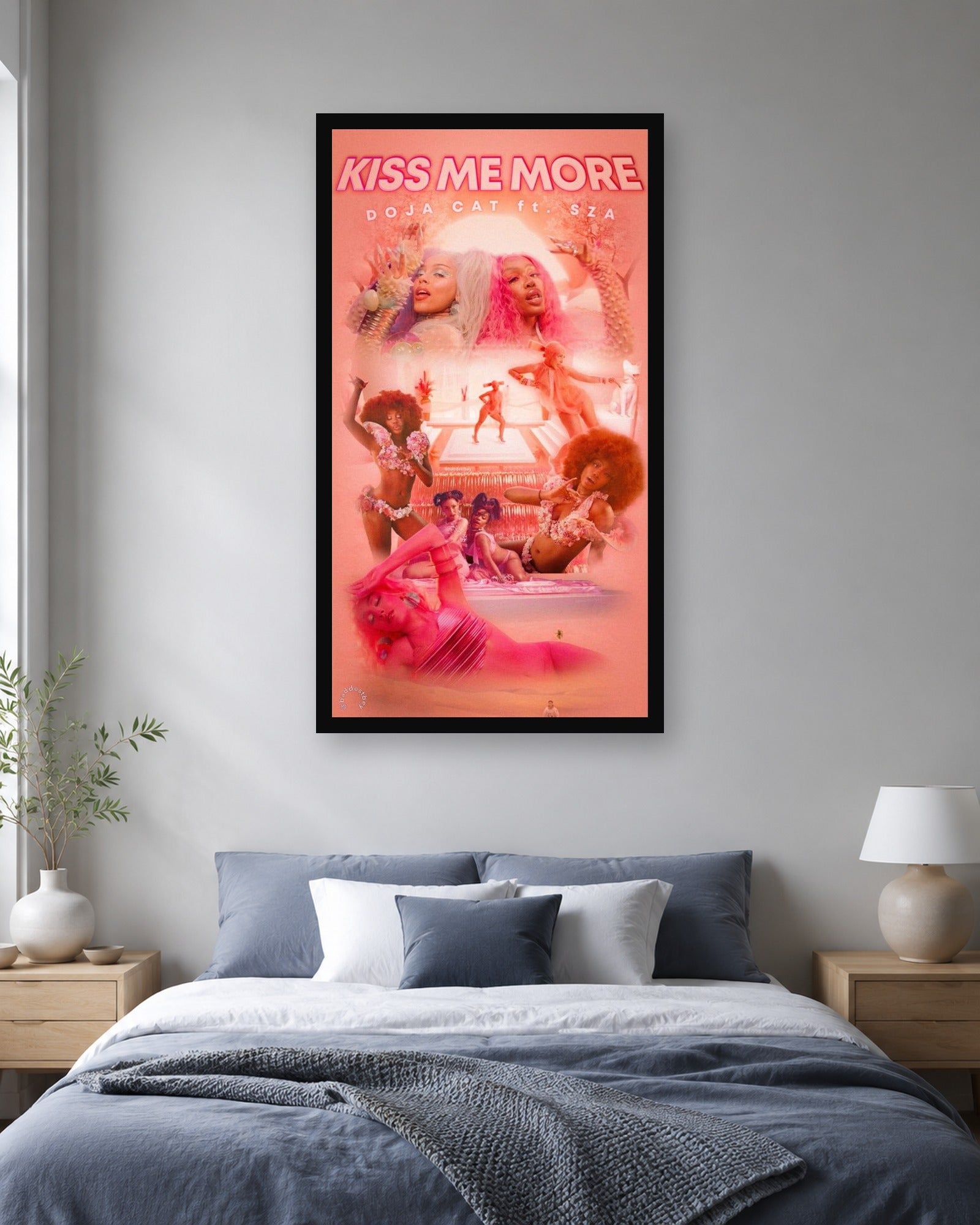 Doja Cat Kiss Me More Poster displayed in a coordinated room scene