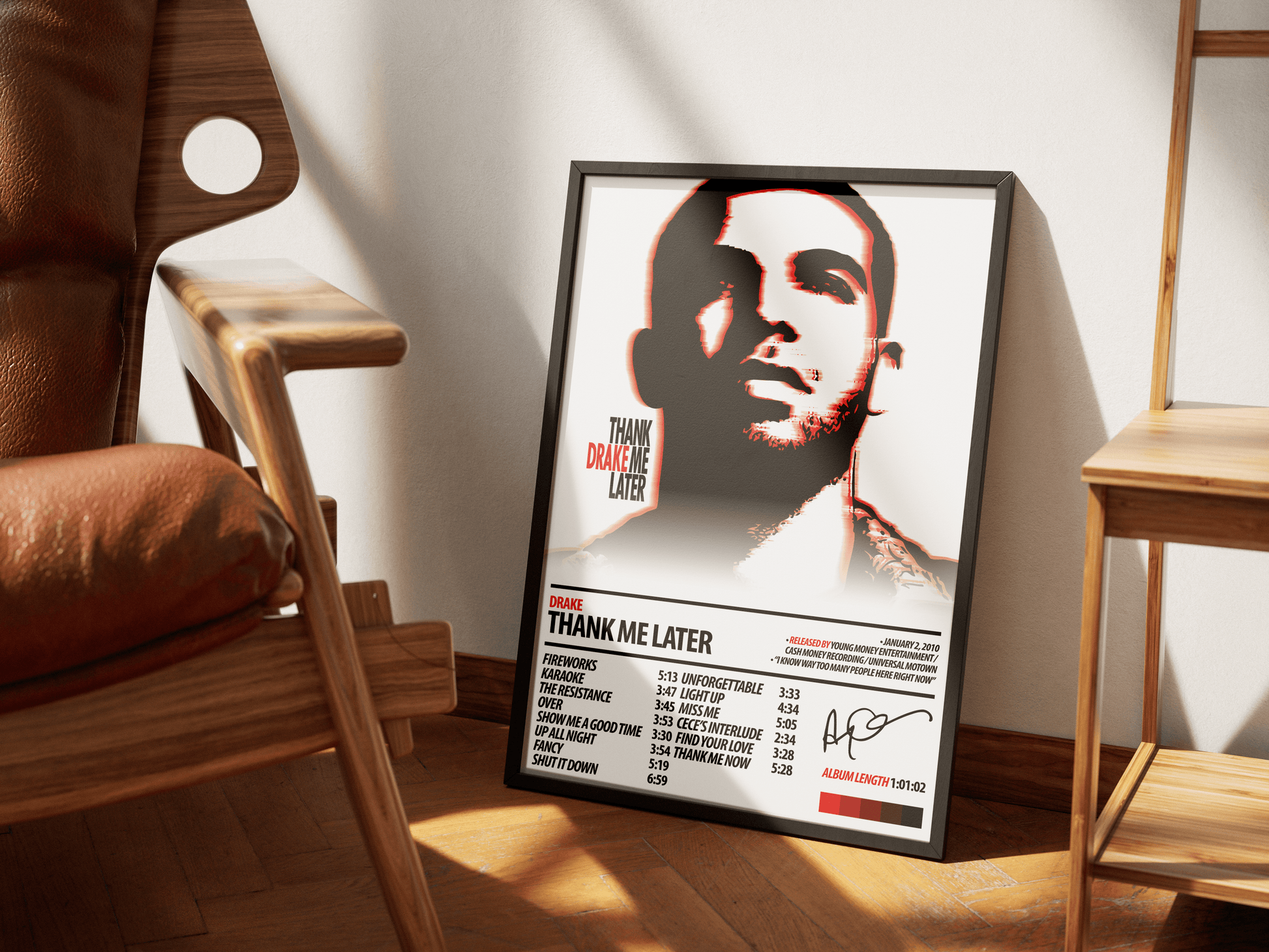 Drake Thank Me Later poster interior mockup