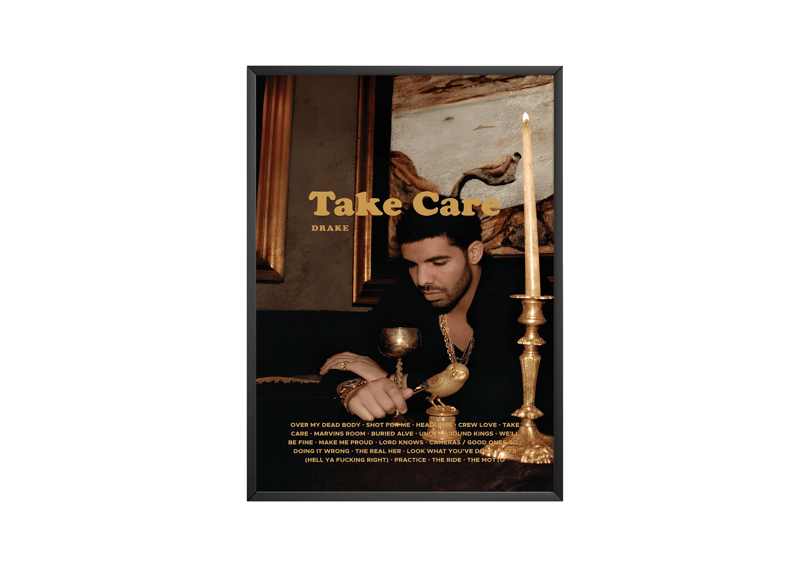Drake Take Care  Tracklist  | Unframed Hip Hop album cover poster print wall art decor