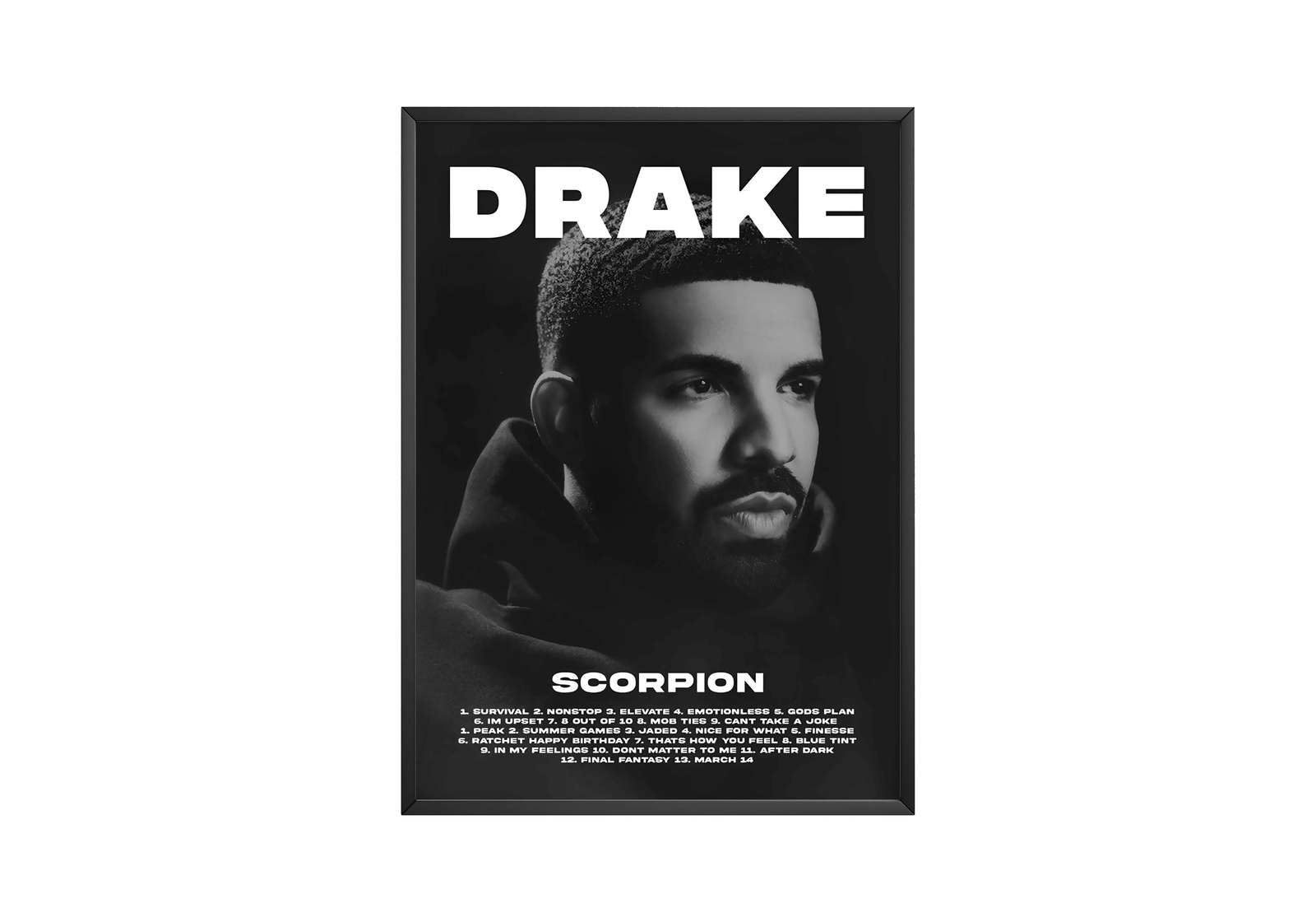 Drake Scorpion  Tracklist  | Unframed Hip Hop album cover poster print wall art decor