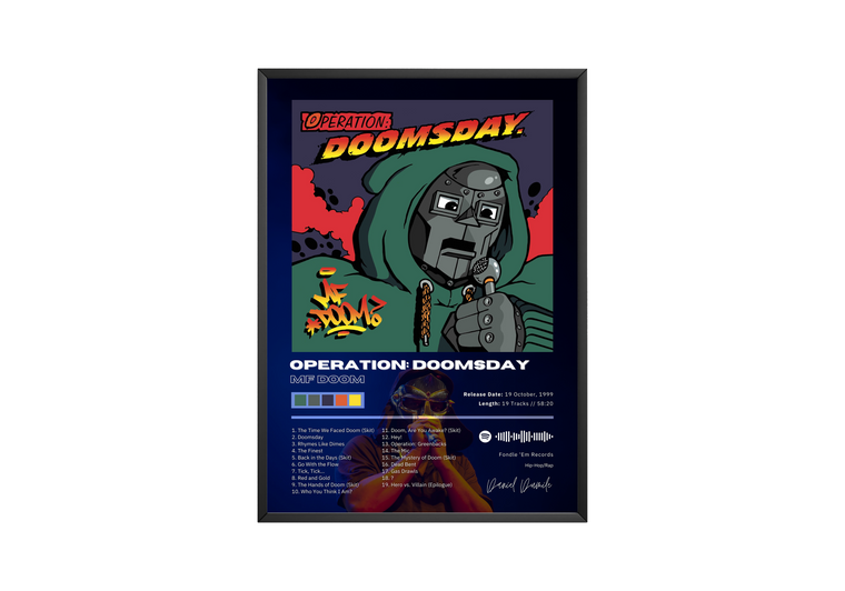 MF DOOM Operation: Doomsday Tracklist Poster | Unframed Bedroom Wall Art