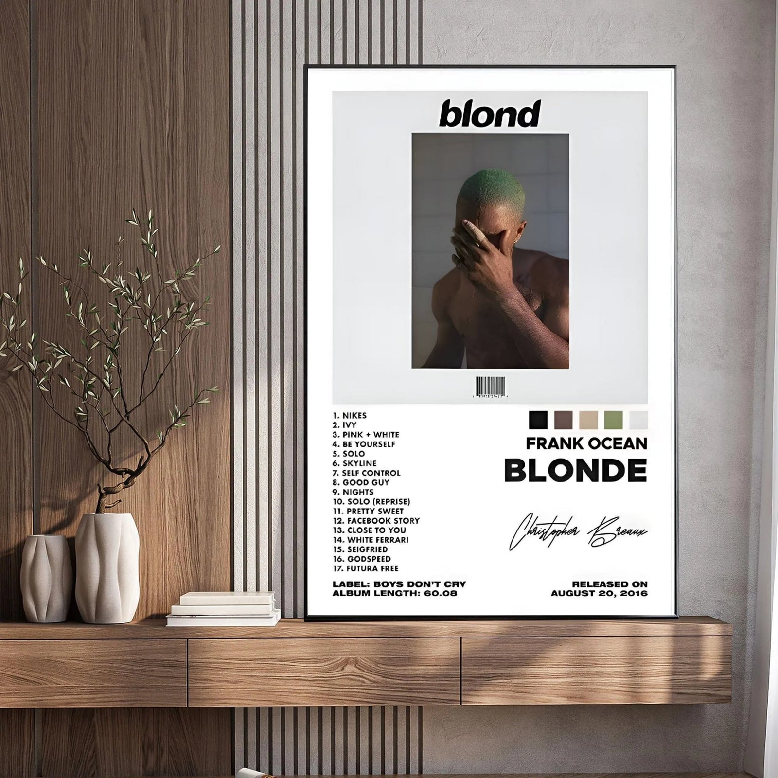 Frank Ocean Blonde Tracklist album cover poster print wall art decor