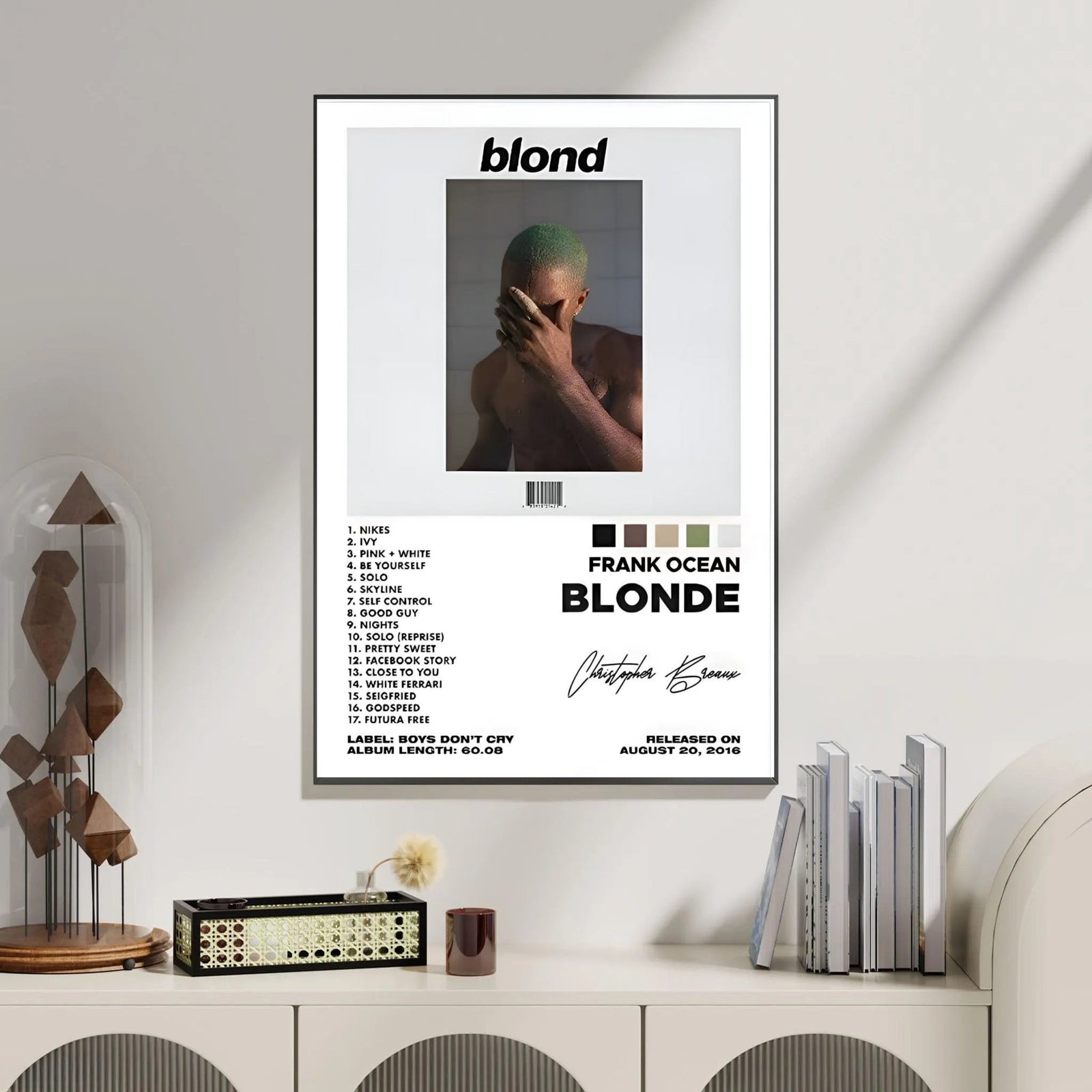 Frank Ocean Blonde Tracklist album cover poster print wall art decor