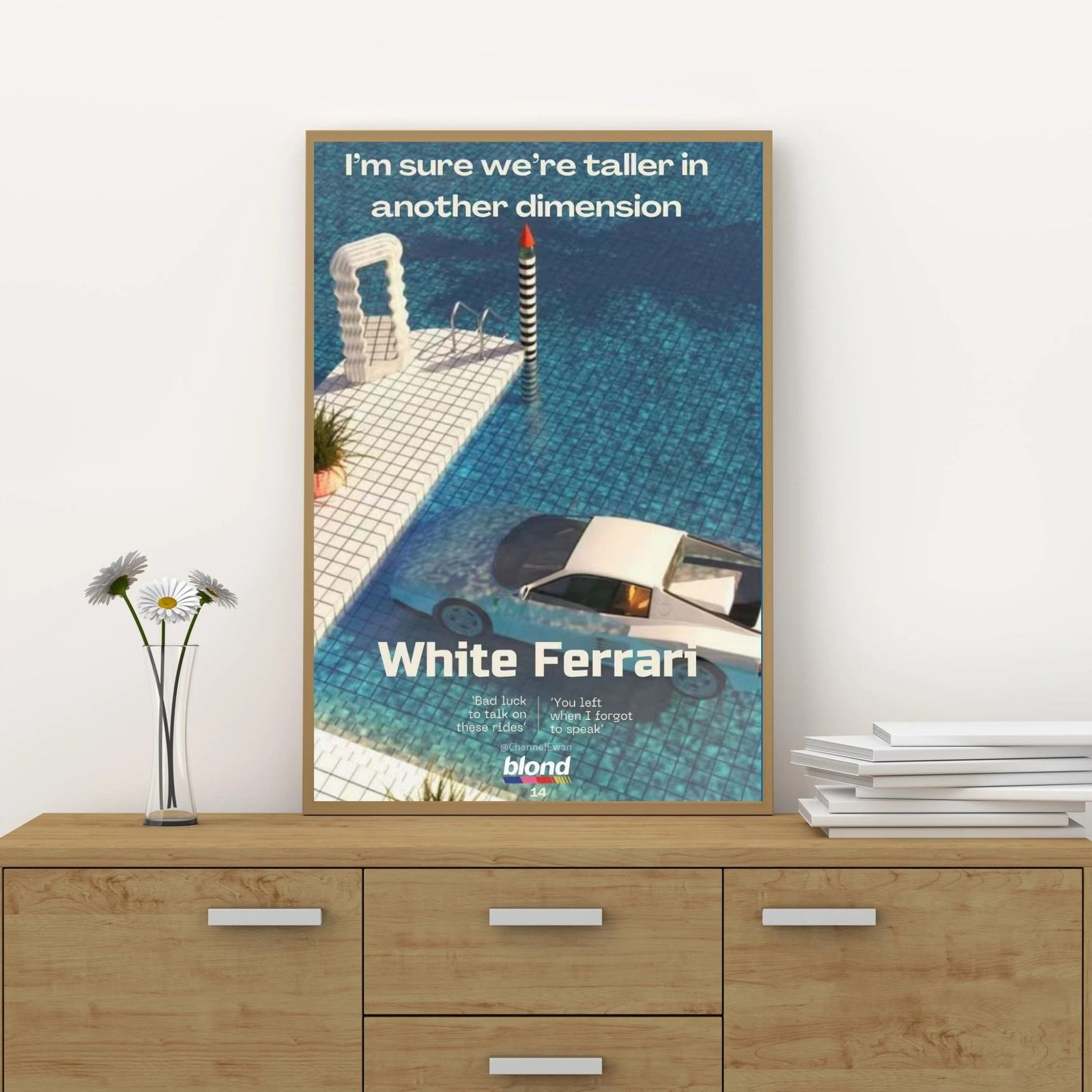 Frank Ocean White Ferrari Lyric album cover poster print wall art decor