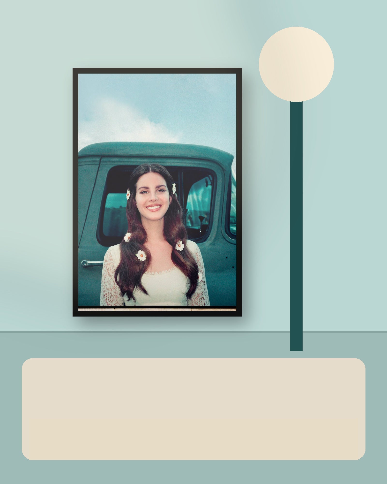 Lana Del Rey Lust for Life album poster displayed in a second coordinated interior