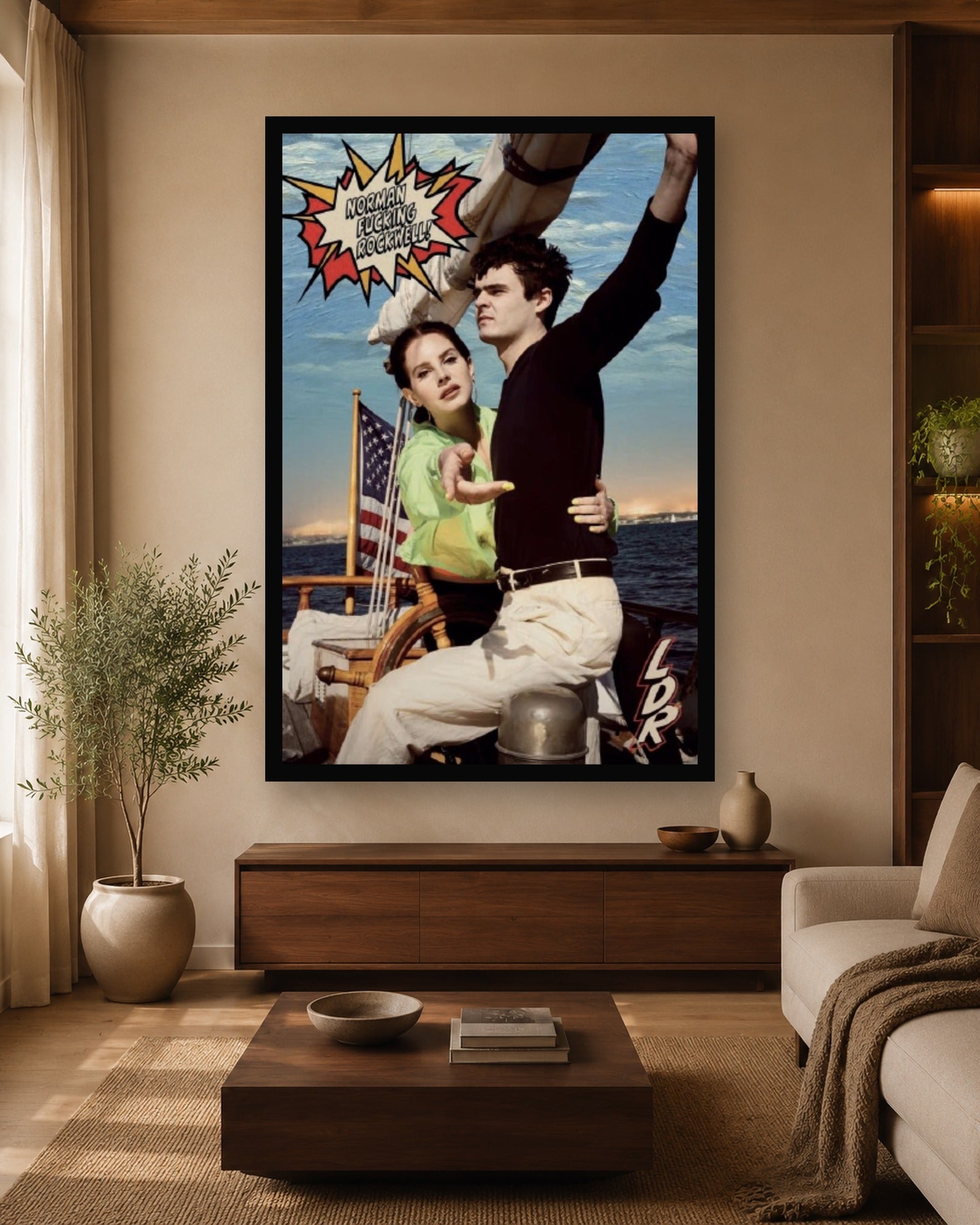 Lana Del Rey Norman Rockwell Album Poster in a color-matched room scene