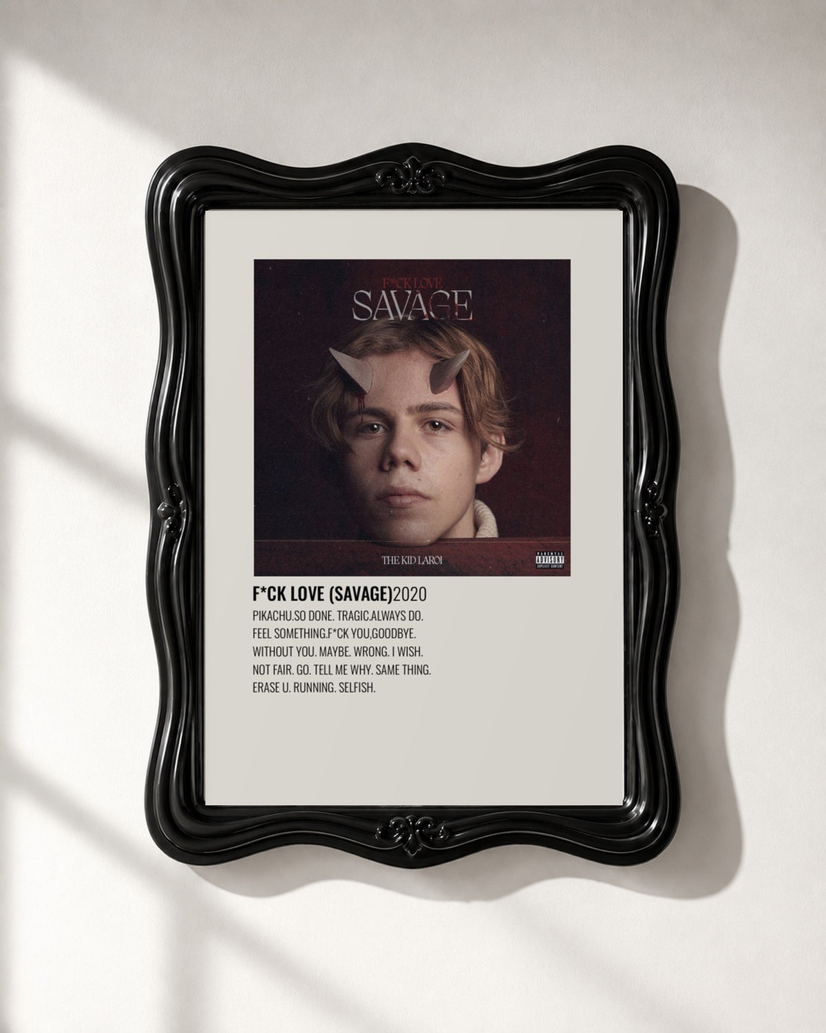 The Kid LAROI F*CK LOVE (SAVAGE) Burgundy Tracklist poster, close-up; frame not included