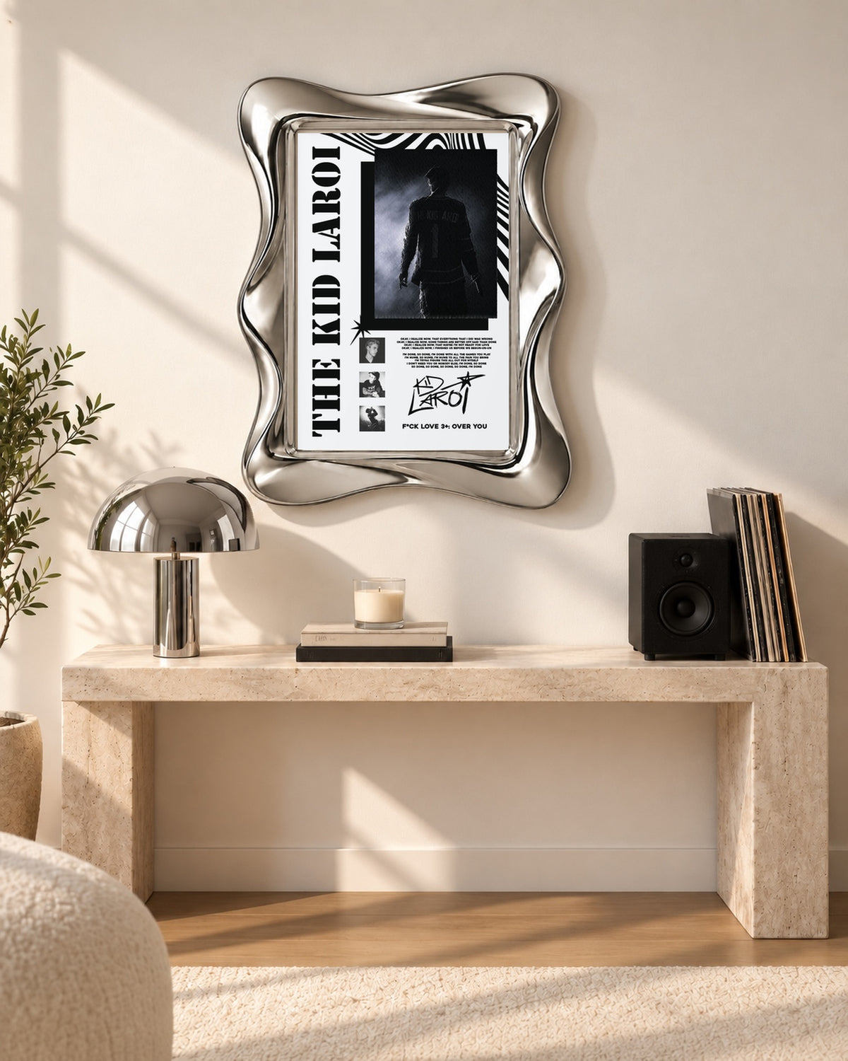 The Kid LAROI F*CK LOVE 3+: OVER YOU Black and White Collage poster, console room; frame not included