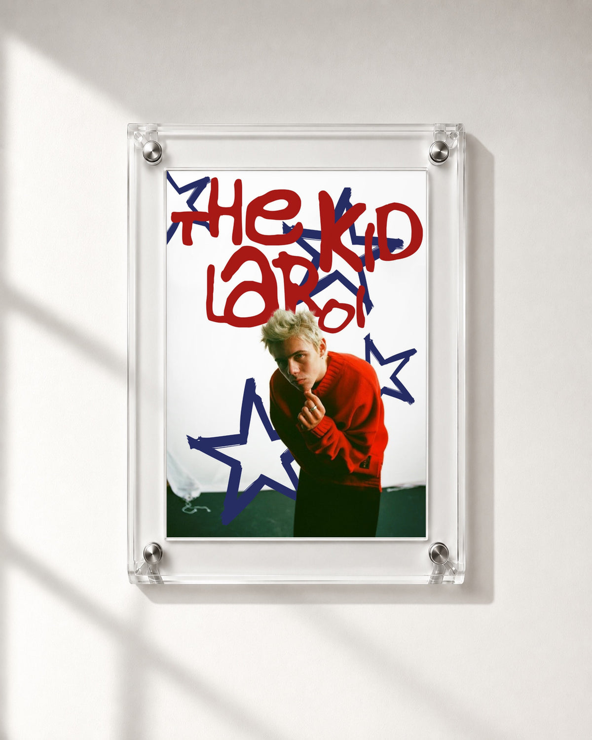 The Kid LAROI Red Sweater and Blue Stars poster, close-up; frame not included