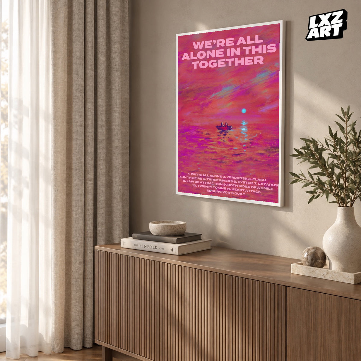 Dave We're All Alone in This Together Pink Title poster – warm wall display; frame not included
