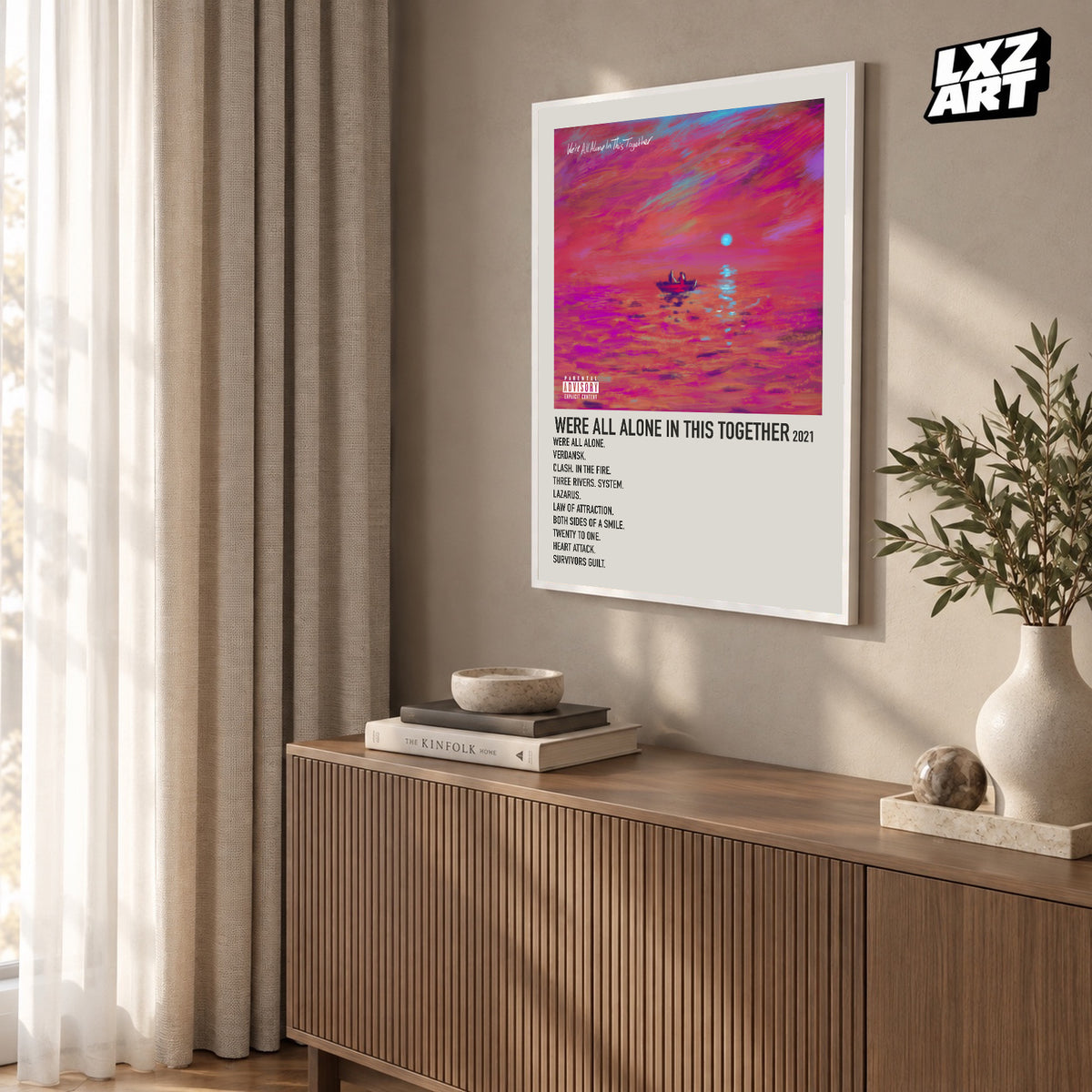Dave We're All Alone in This Together Cream Tracklist poster – warm wall display; frame not included