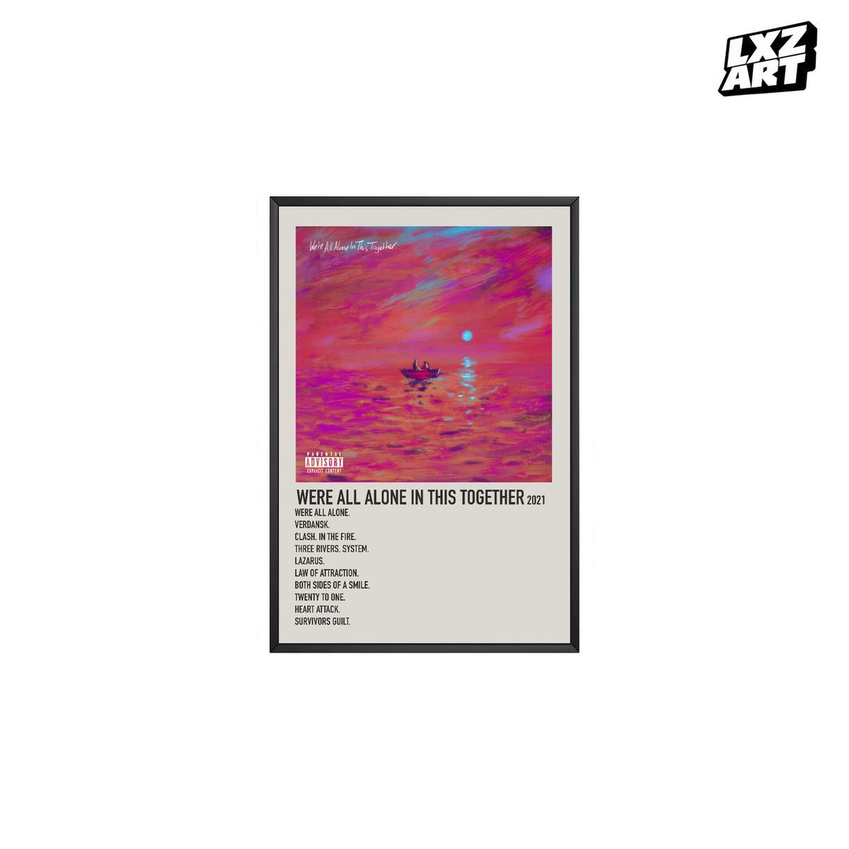 Dave We're All Alone in This Together Cream Tracklist poster – white background black frame; frame not included