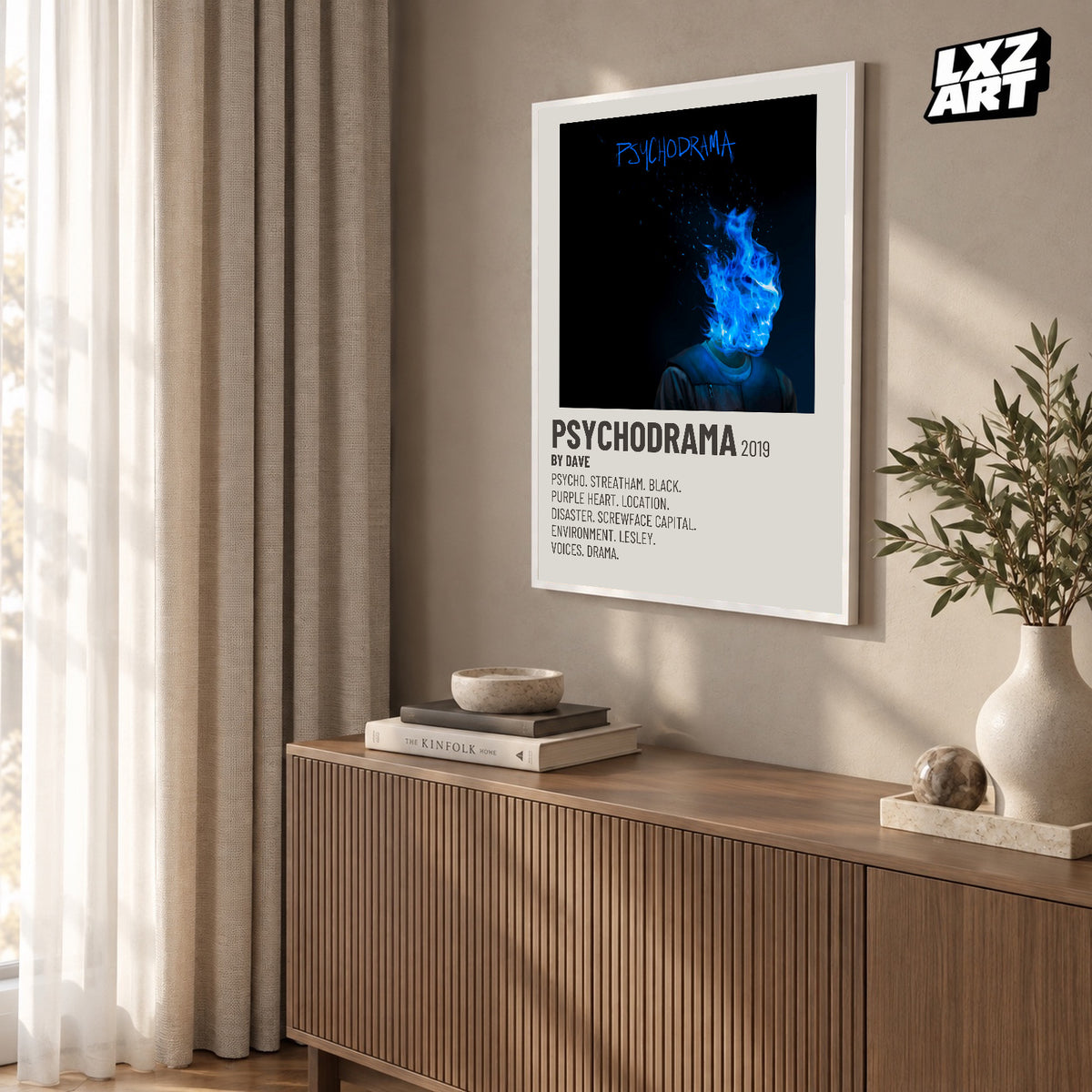 Dave Psychodrama Cream Tracklist poster – warm wall display; frame not included