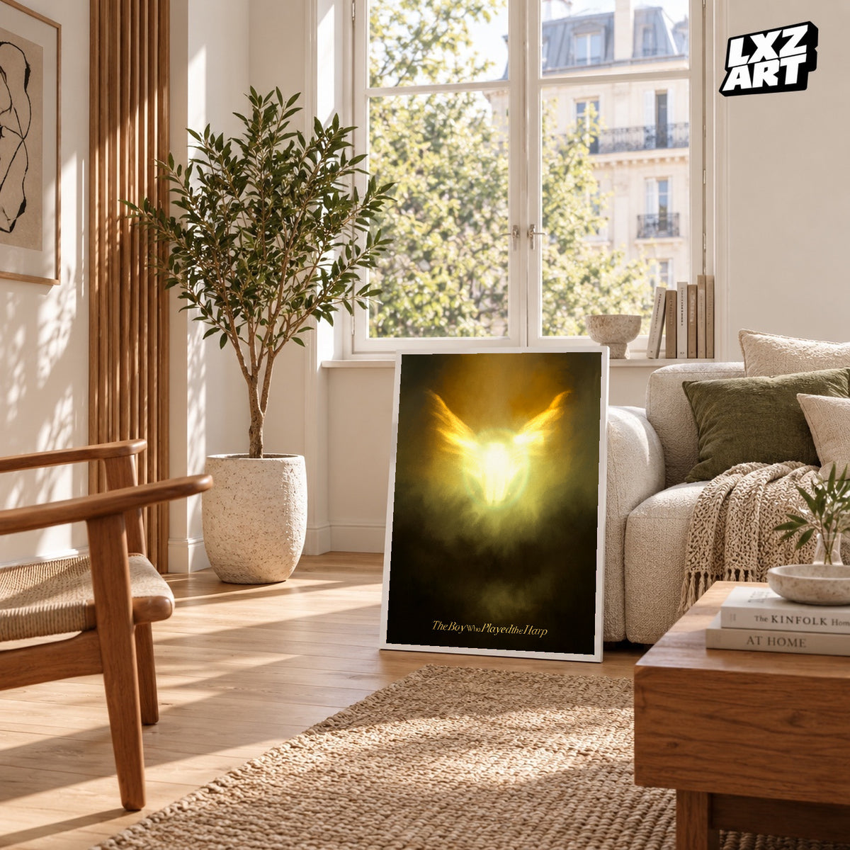 Dave The Boy Who Played the Harp Golden Angel poster – sunlit room display; frame not included