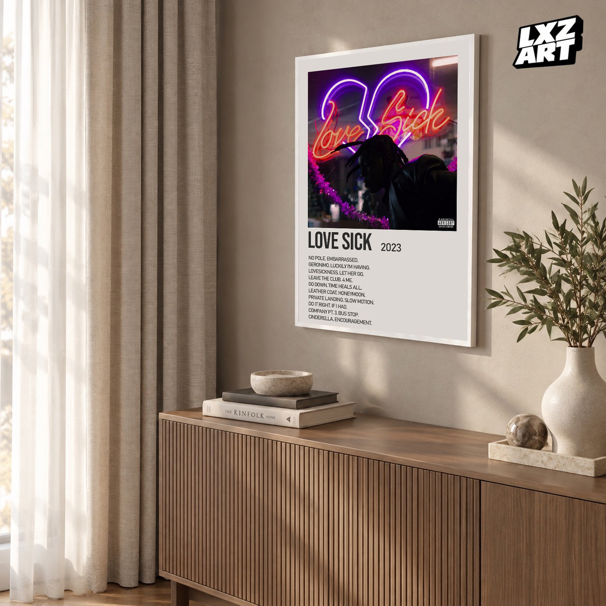 Don Toliver Love Sick Cream Tracklist poster – warm wall display; frame not included