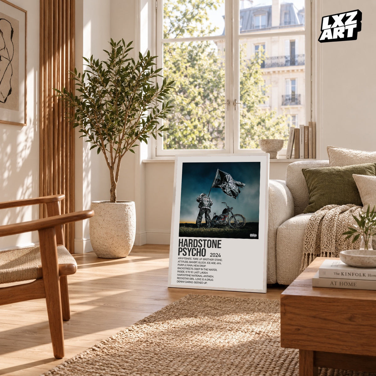 Don Toliver Hardstone Psycho Cream Tracklist poster – sunlit room display; frame not included