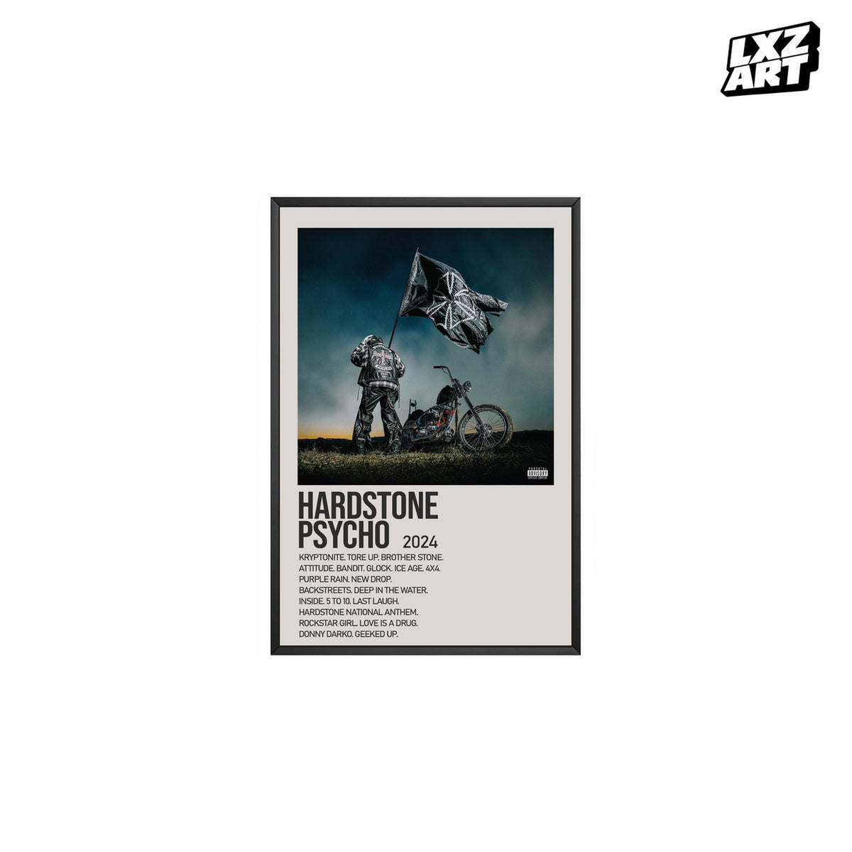 Don Toliver Hardstone Psycho Cream Tracklist poster – white background black frame; frame not included