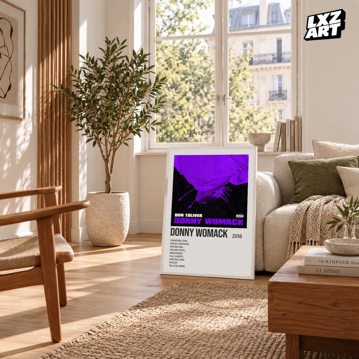 Don Toliver Donny Womack Cream Tracklist poster – sunlit room display; frame not included