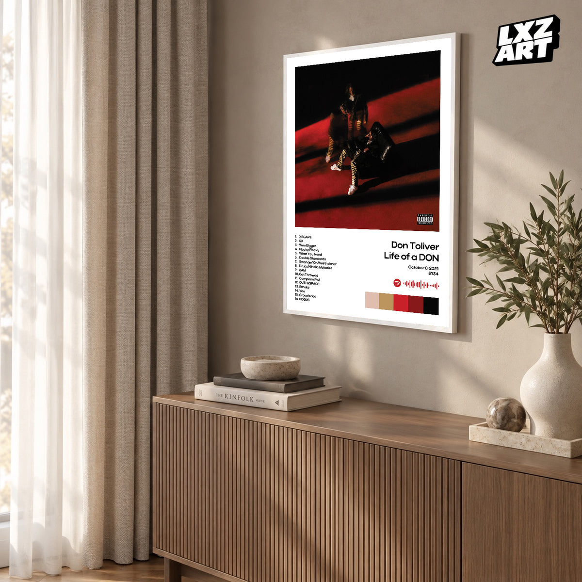 Don Toliver Life of a DON White Tracklist poster – warm wall display; frame not included