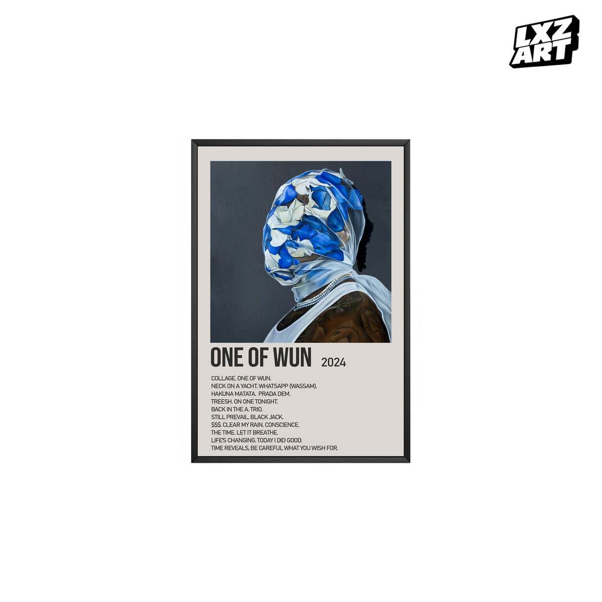 Gunna One of Wun Cream Tracklist poster – white background black frame; frame not included