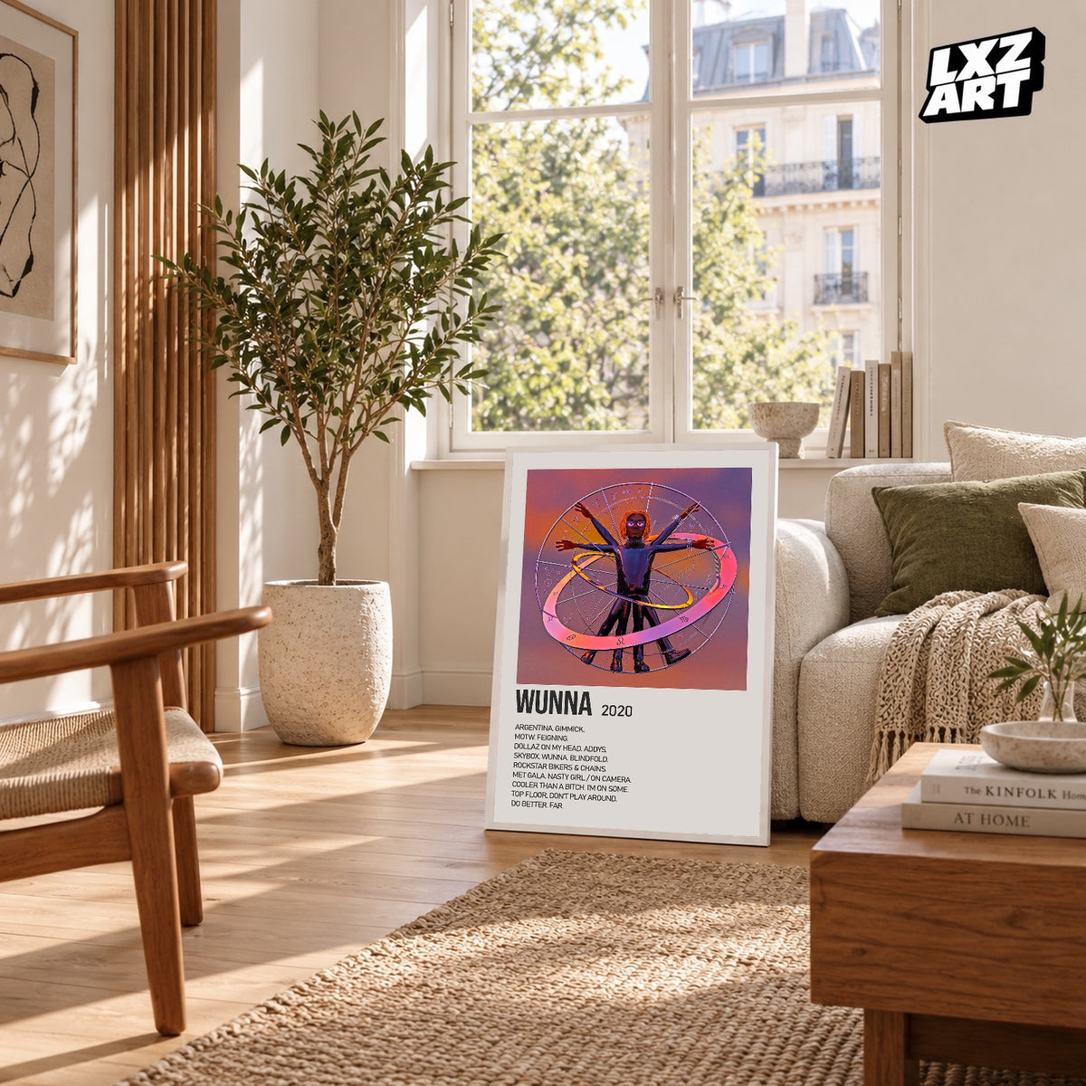 Gunna WUNNA Cream Tracklist poster – sunlit room display; frame not included