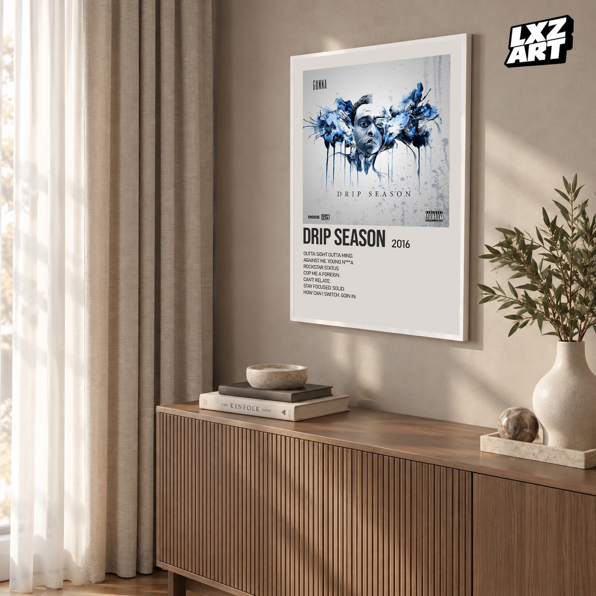 Gunna Drip Season Cream Tracklist poster – warm wall display; frame not included