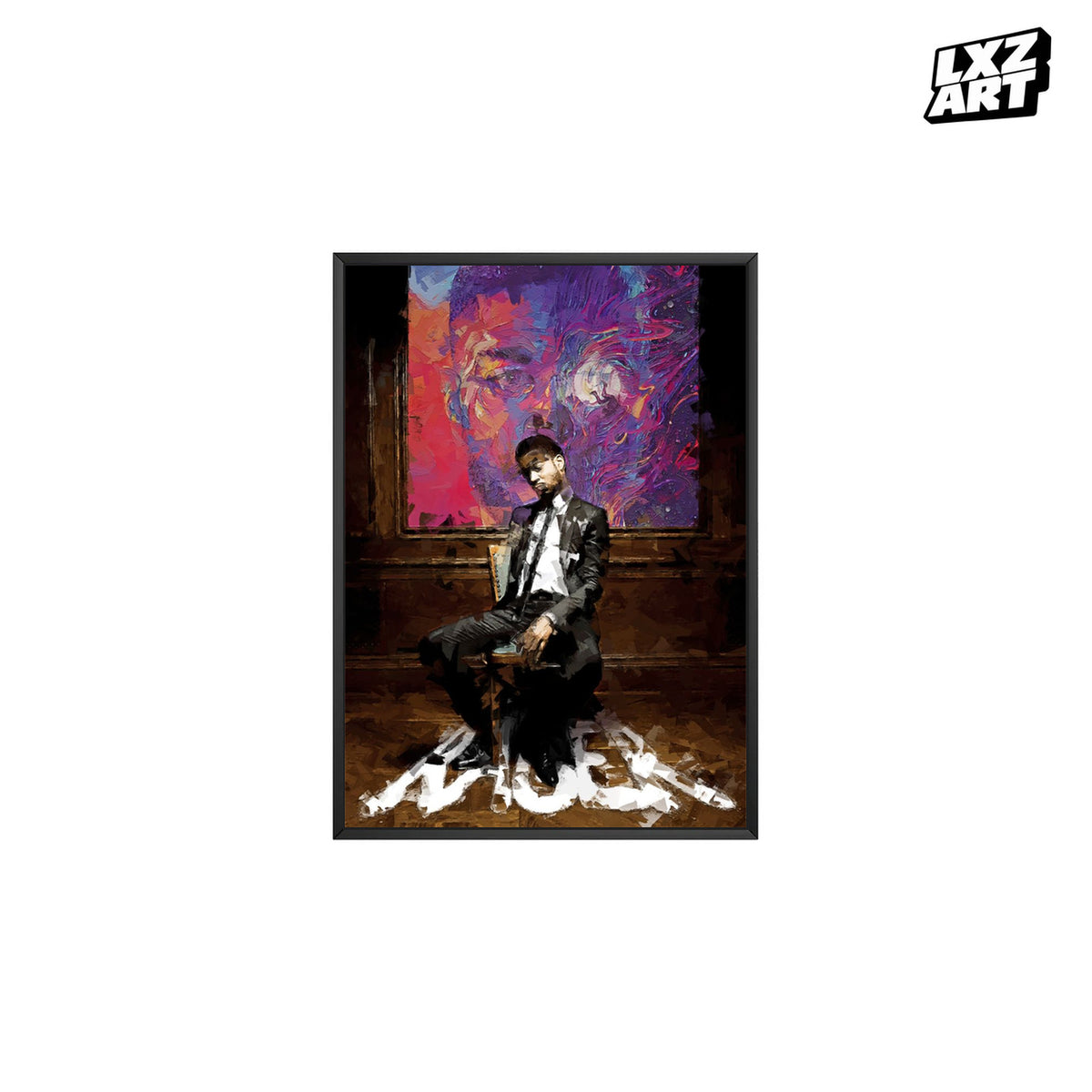 Kid Cudi Man on the Moon Color Portrait Collage poster; frame for display only