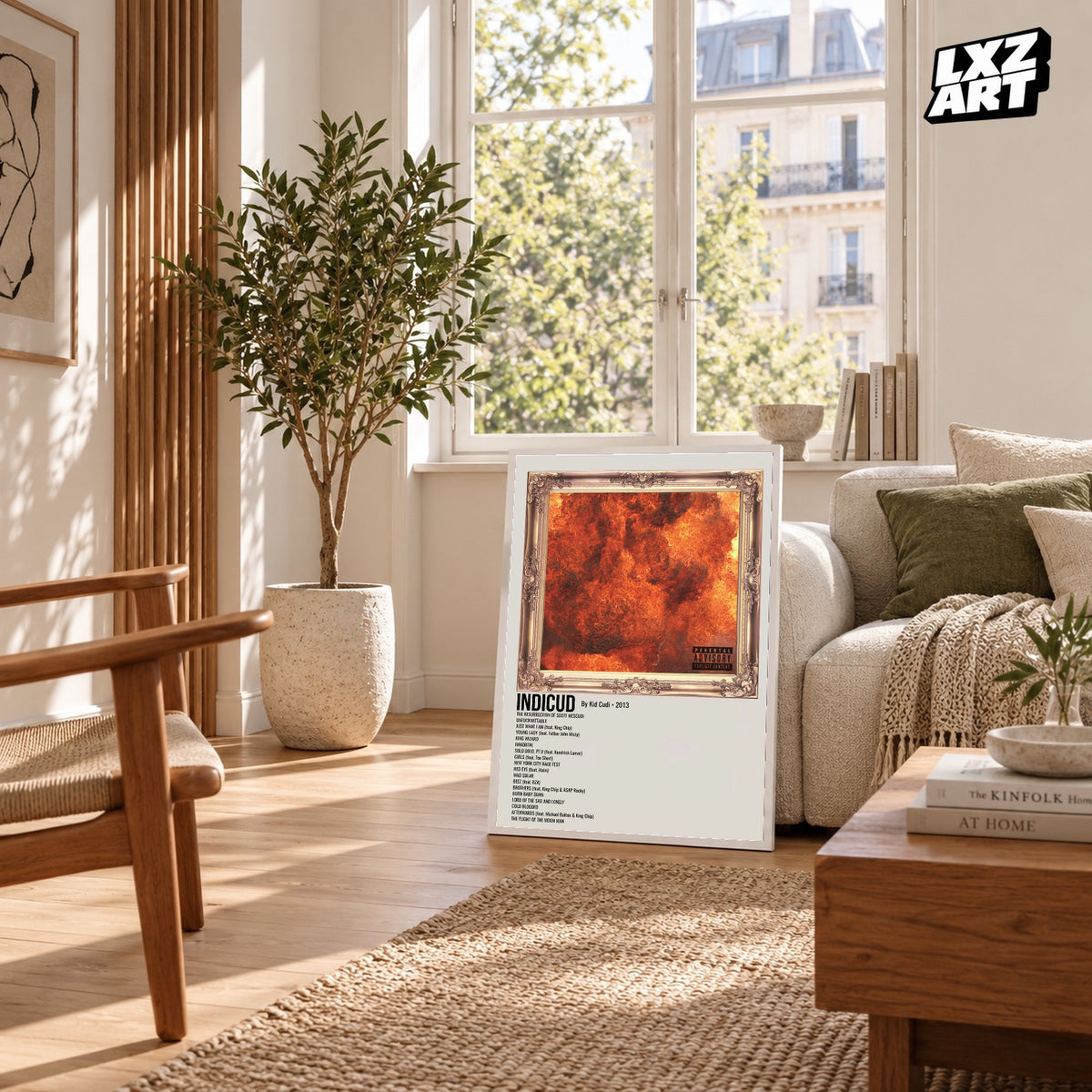 Kid Cudi Indicud Cream Tracklist poster; frame for display only