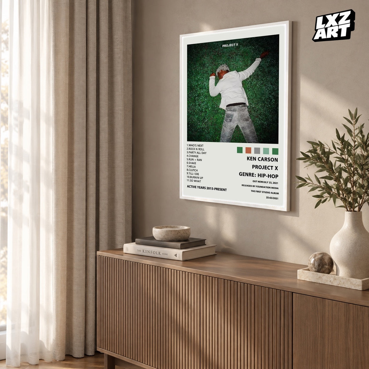Ken Carson Project X Cream Color Palette Tracklist poster; frame for display only