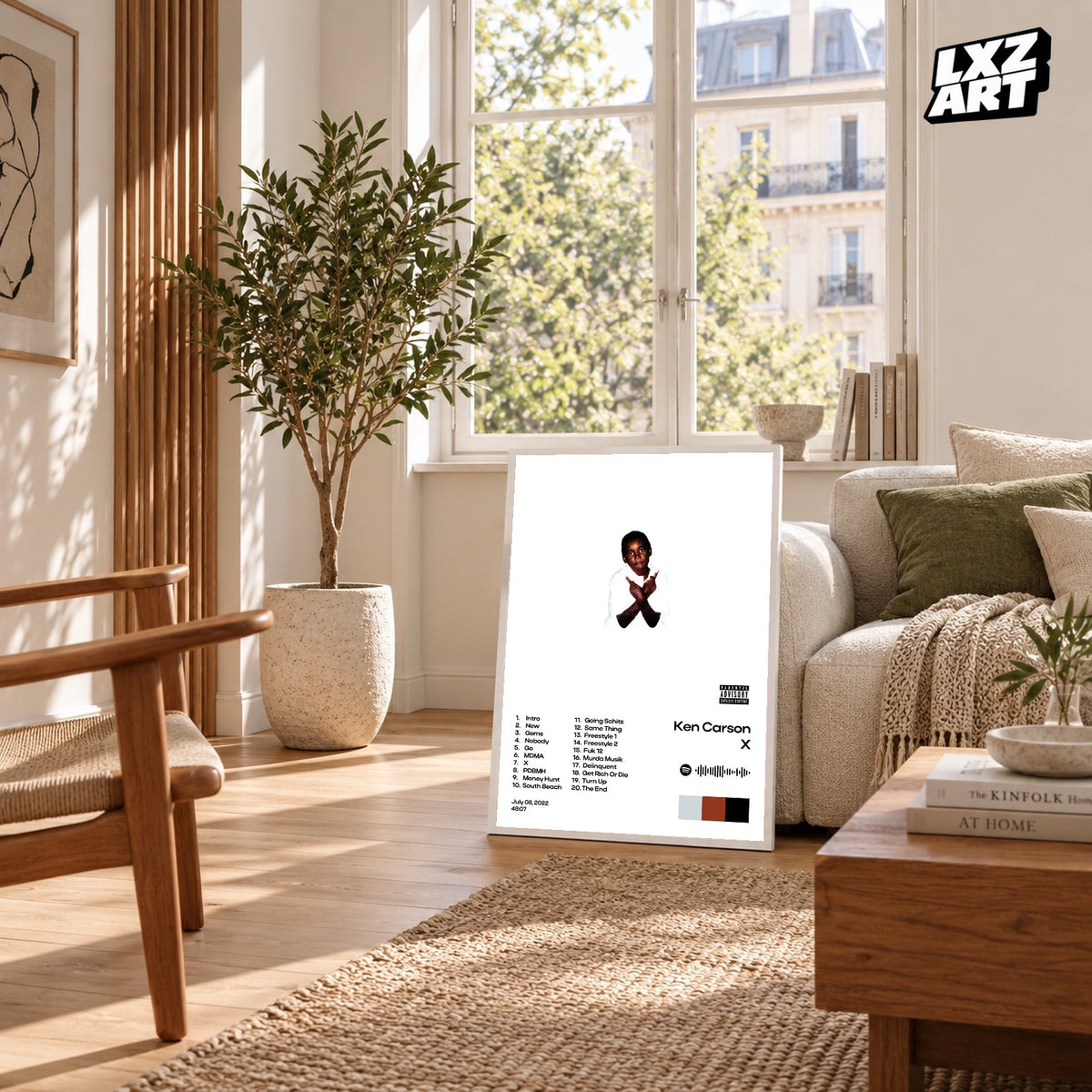 Ken Carson X White Minimal Tracklist poster; frame for display only