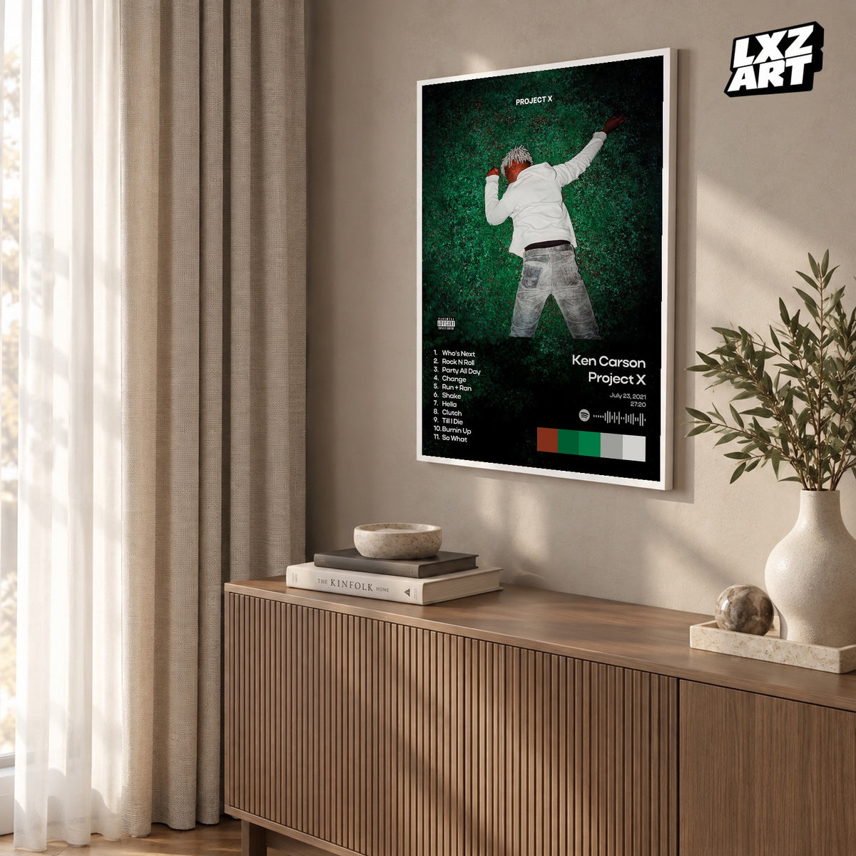 Ken Carson Project X Black Color Palette Tracklist poster; frame for display only