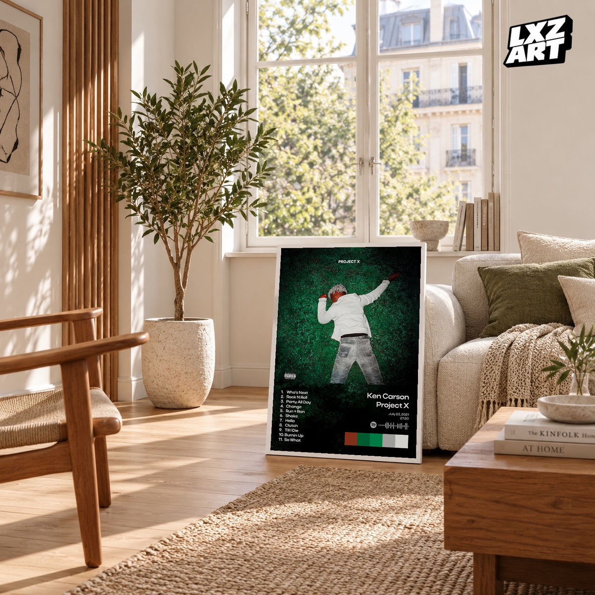 Ken Carson Project X Black Color Palette Tracklist poster; frame for display only