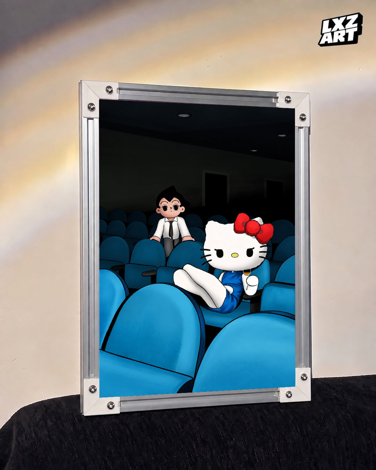 Cinema couple poster – warm wall display, frame not included