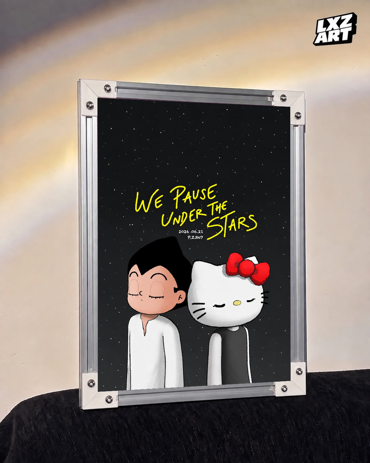 Under the stars couple poster – warm wall display, frame not included