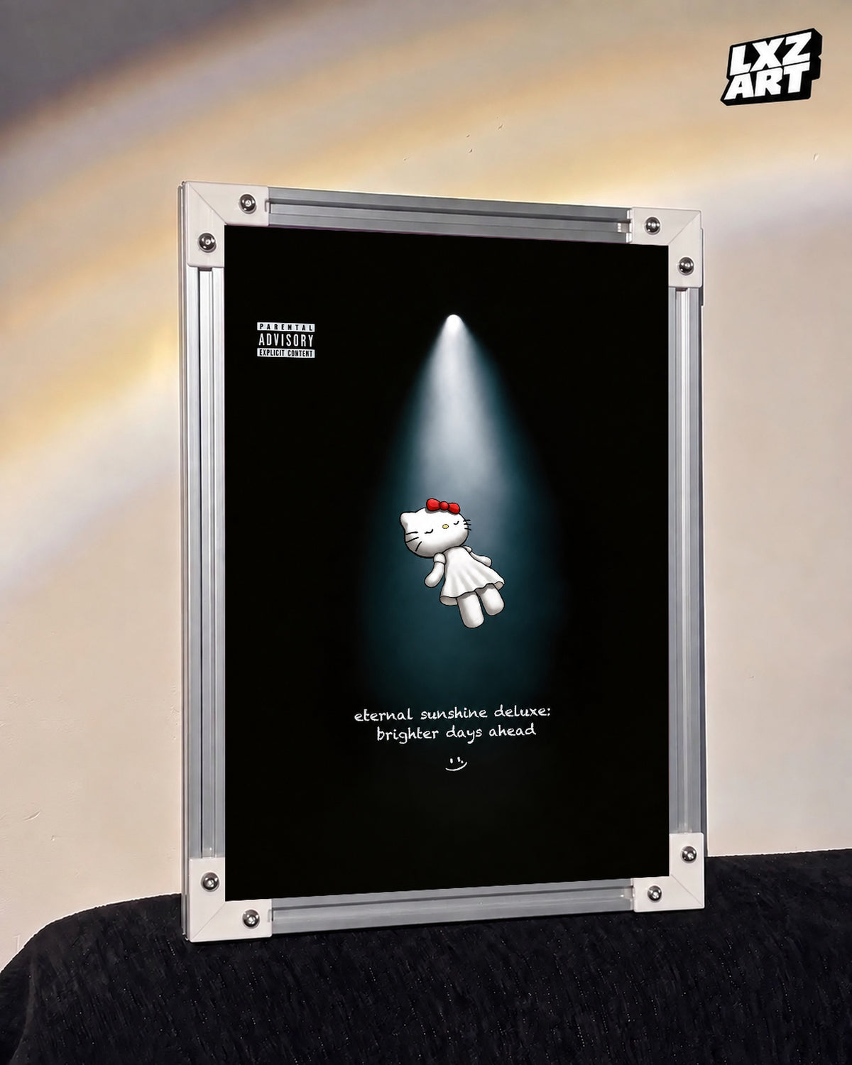 Ariana Grande Eternal Sunshine Deluxe-inspired Hello Kitty poster – warm wall display; frame not included