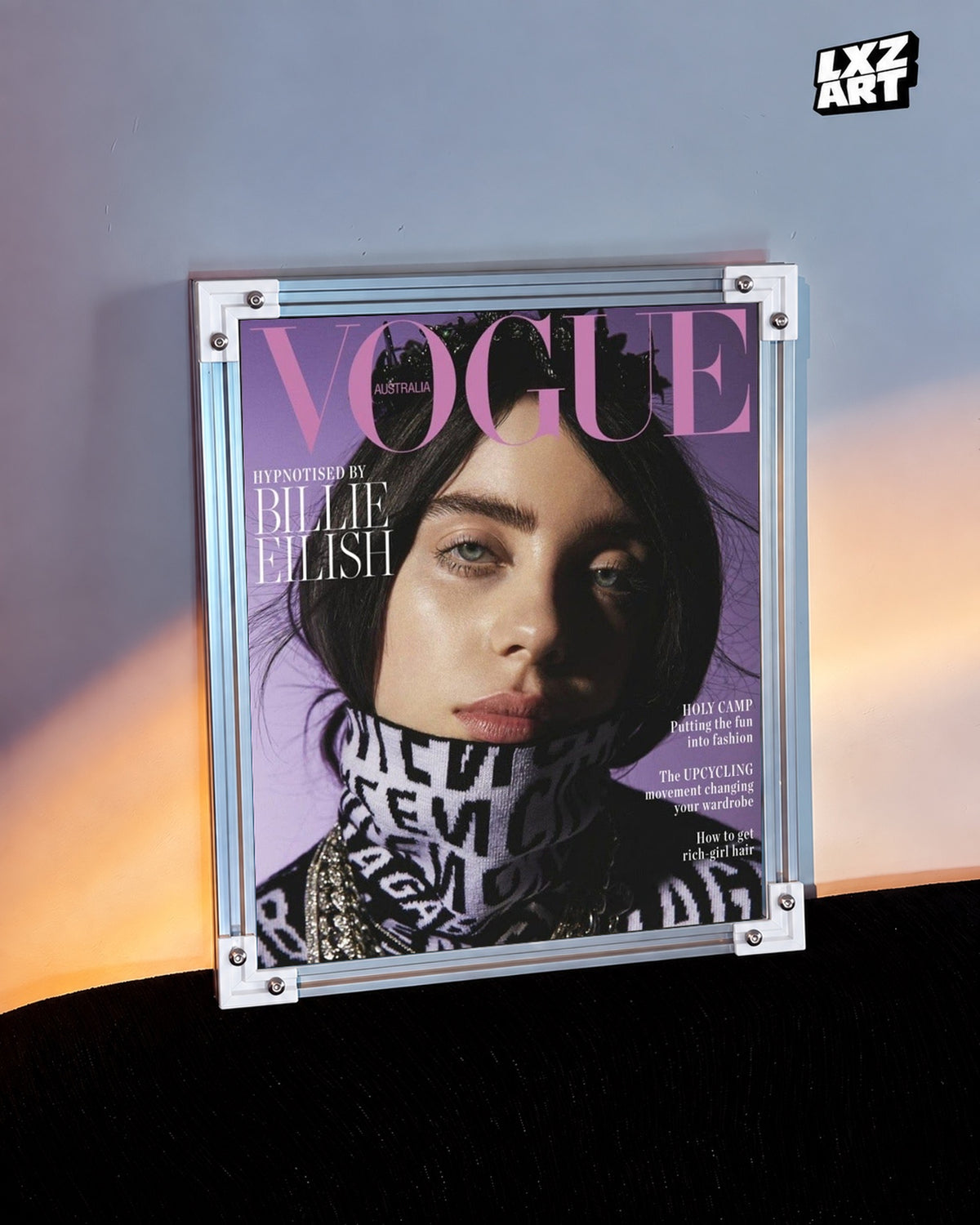 Billie Eilish Magazine Cover Portrait Poster | Unframed Bedroom Wall Art — warm wall display; unframed print, frame not included