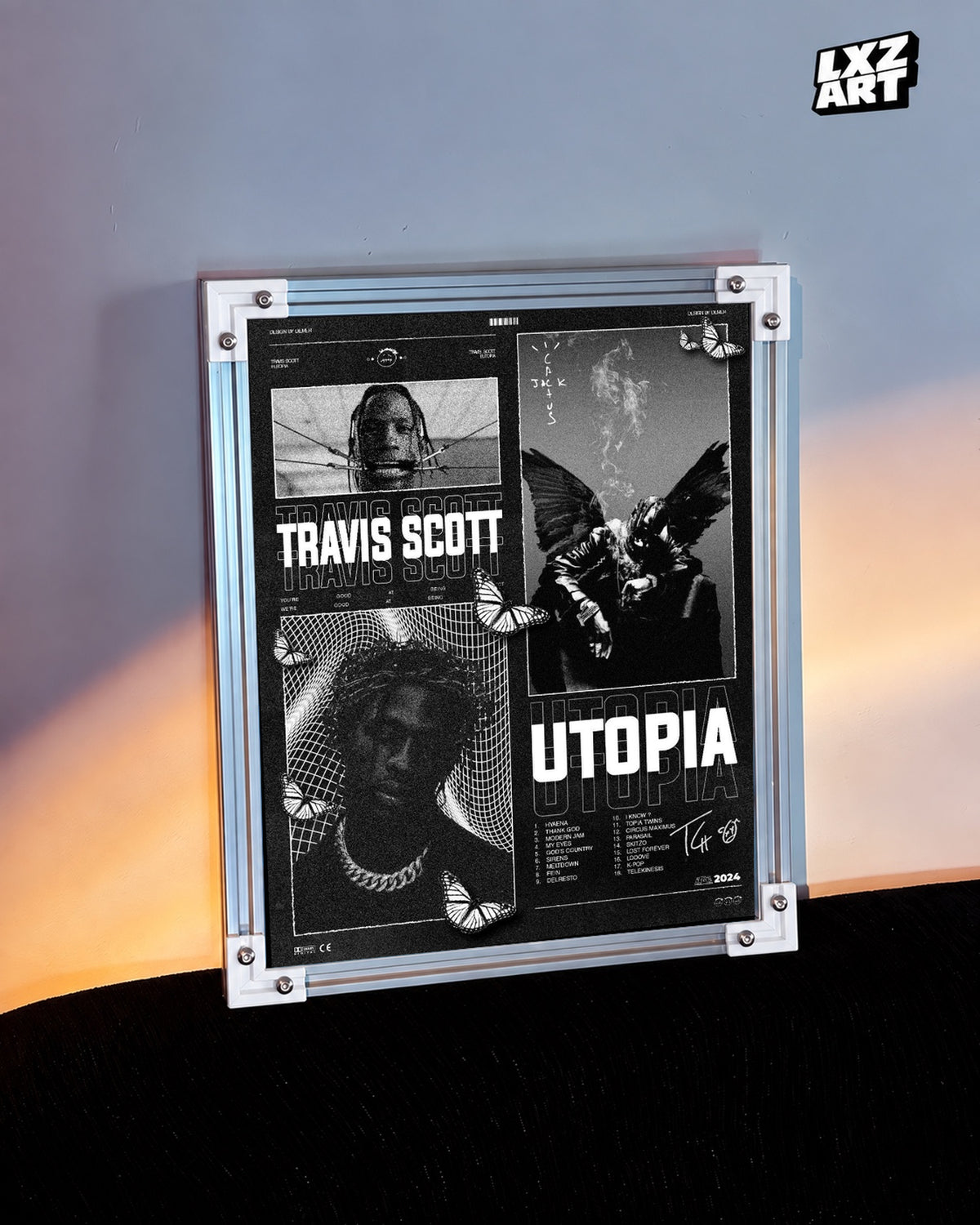Travis Scott Utopia Collage Poster | Unframed Bedroom Wall Art — warm wall display; unframed print, frame not included
