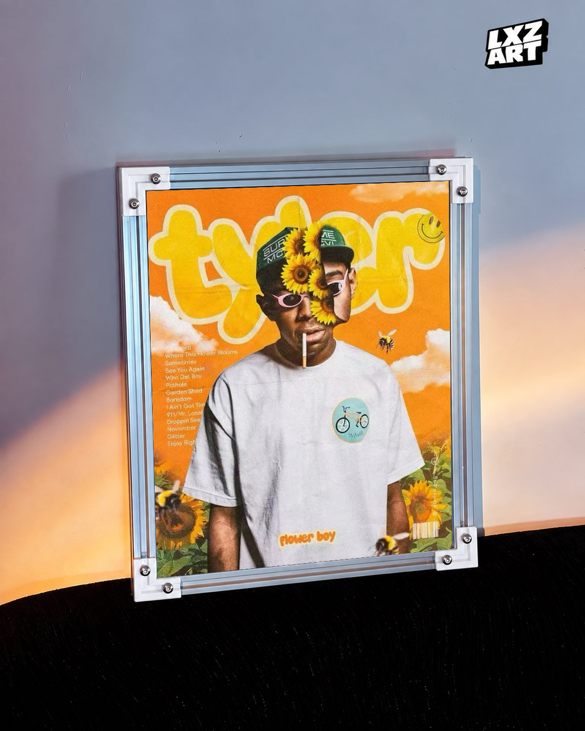 Tyler, The Creator Flower Boy Tracklist Poster | Unframed Bedroom Wall Art — warm wall display; unframed print, frame not included