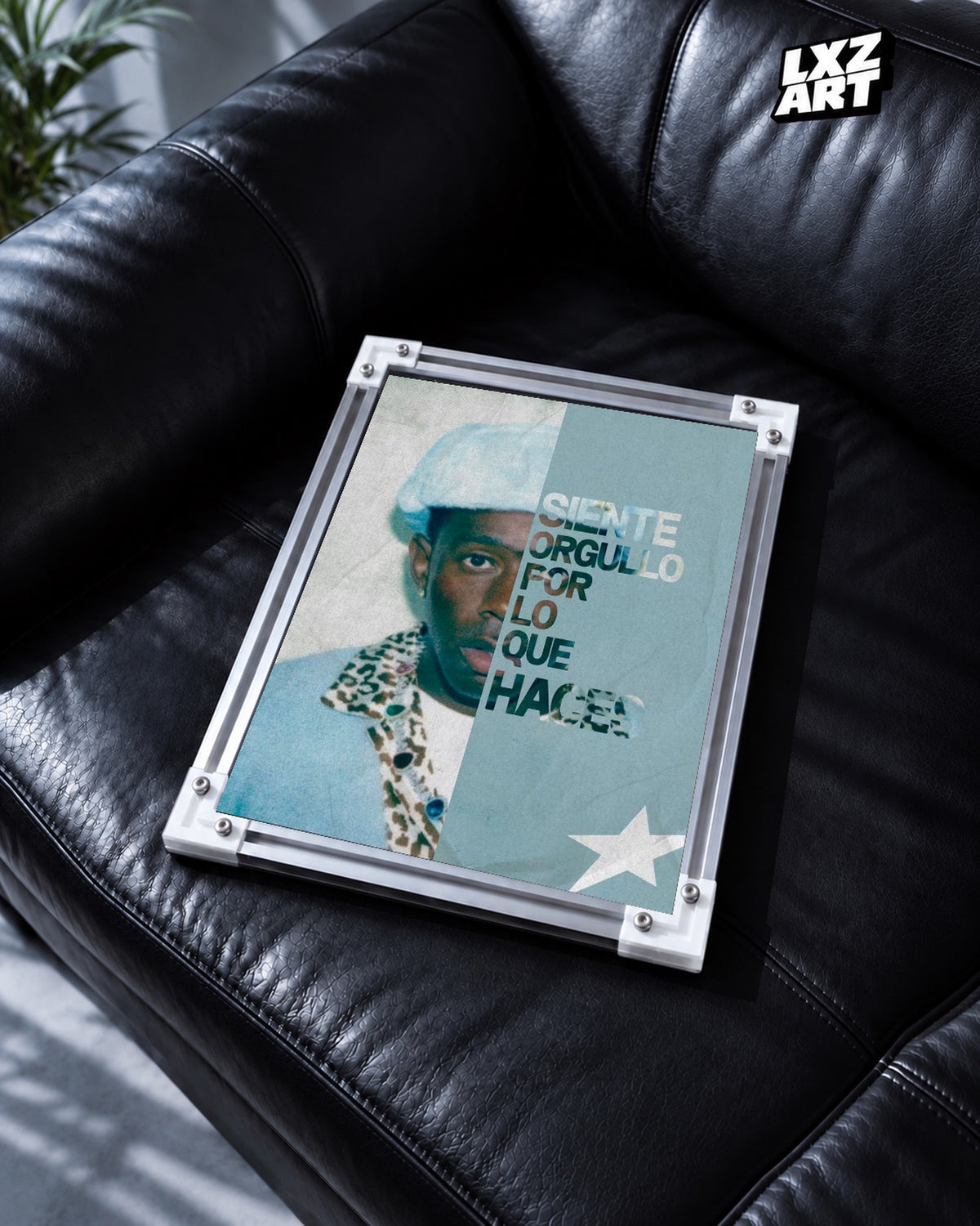Tyler, The Creator Call Me If You Get Lost Album-Inspired Poster | Unframed Bedroom Wall Art — black leather sofa display; unframed print, frame not included