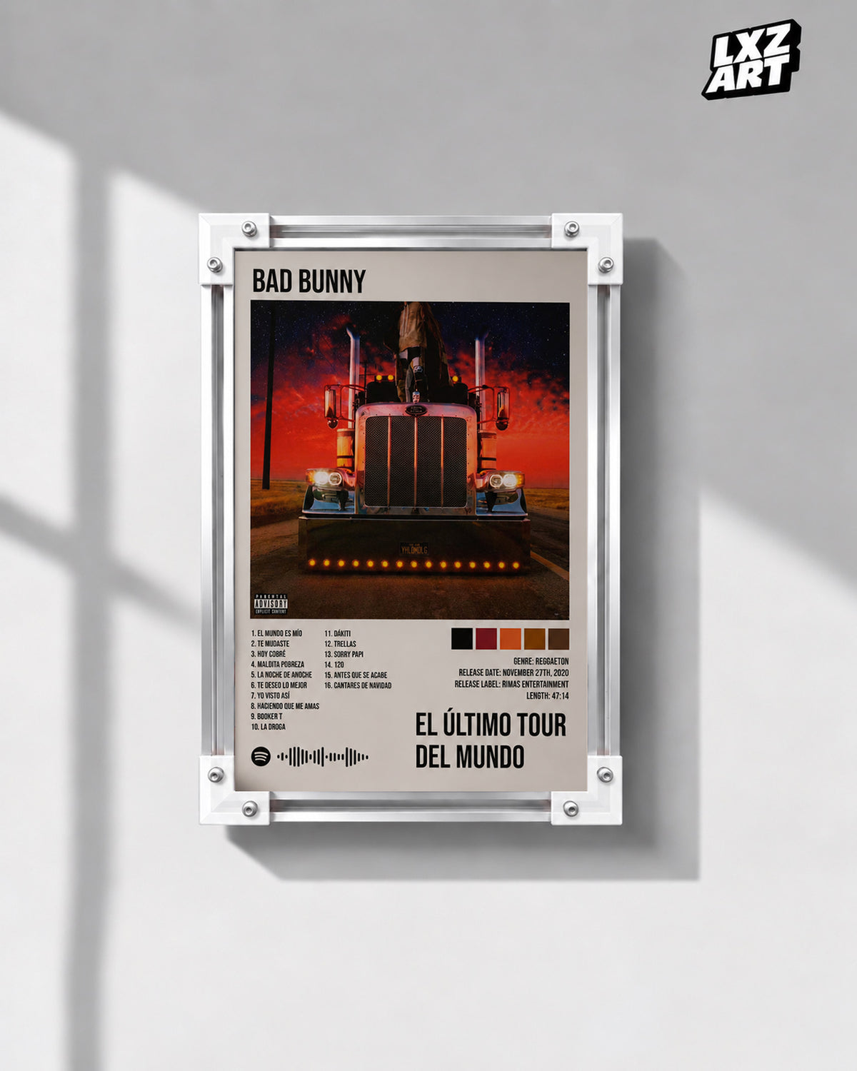 Bad Bunny El Último Tour Del Mundo Album Poster | Unframed Bedroom Wall Art — gray wall display; unframed print, frame not included