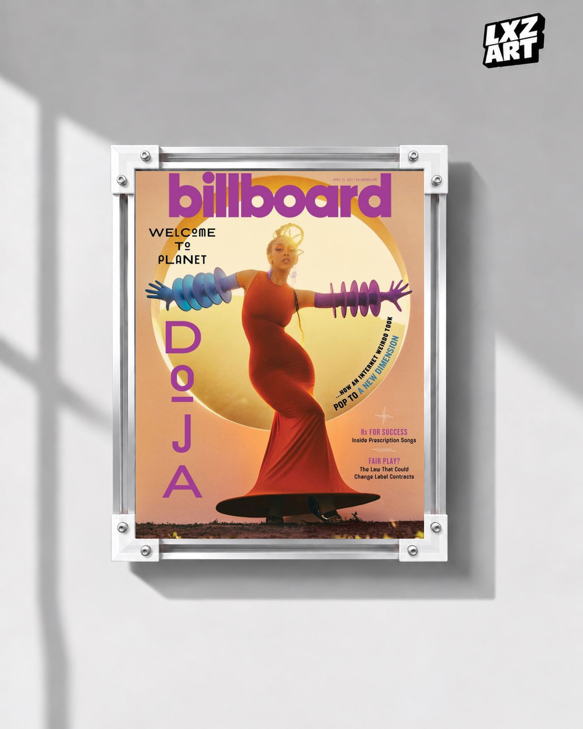 Doja Cat Billboard Planet Doja Cover Poster | Unframed Wall Art — gray wall display; unframed print, frame not included