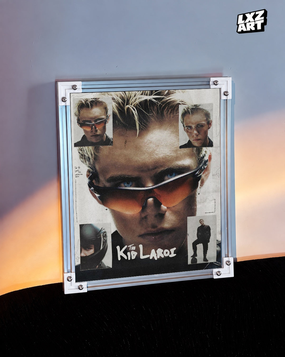 The Kid LAROI Sunglasses Portrait Collage Poster | Unframed — warm wall display; unframed print, frame not included